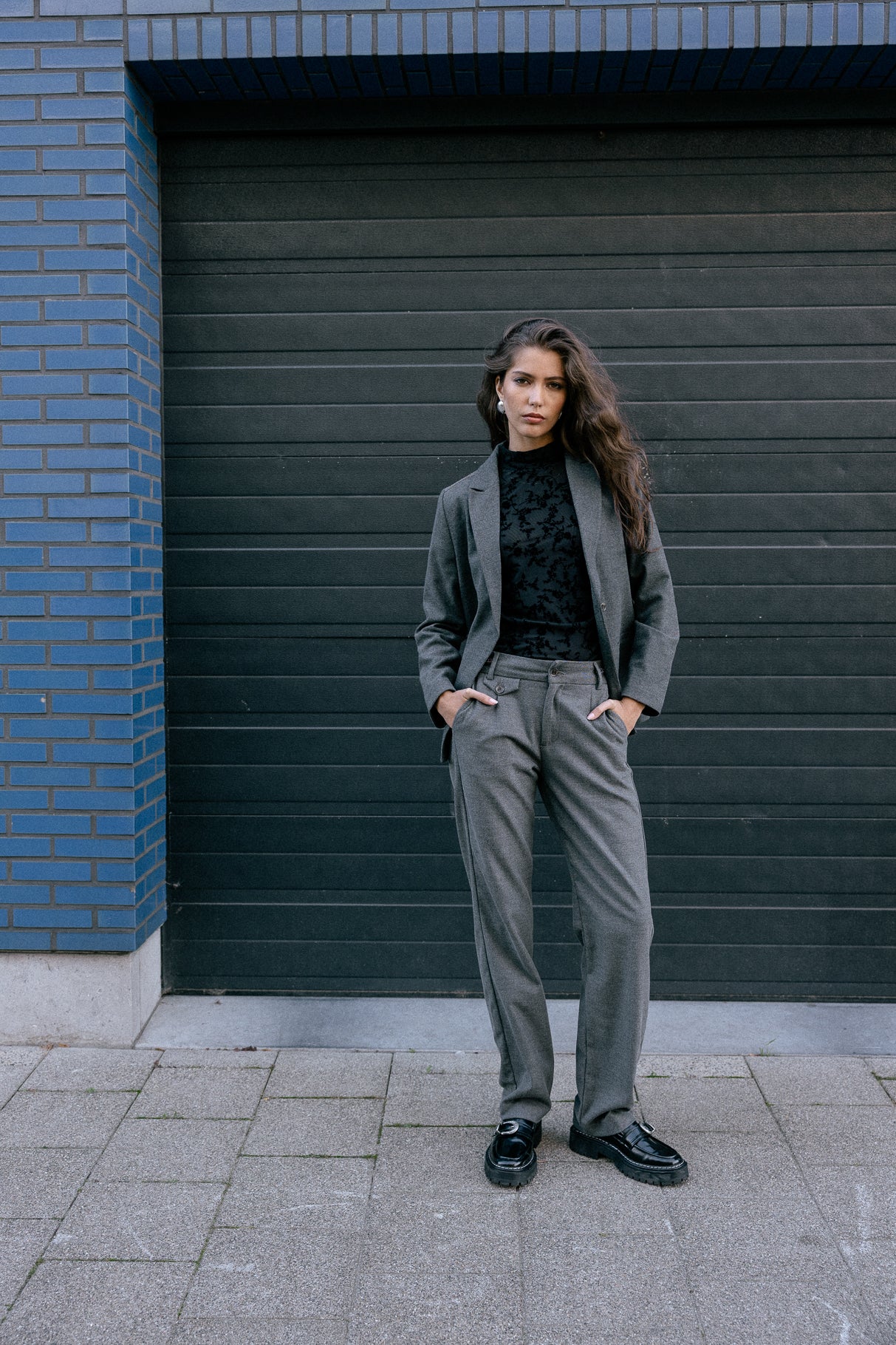 Pantalon droit taille haute Femme Alba Moss moon rock | Freeman T. Porter