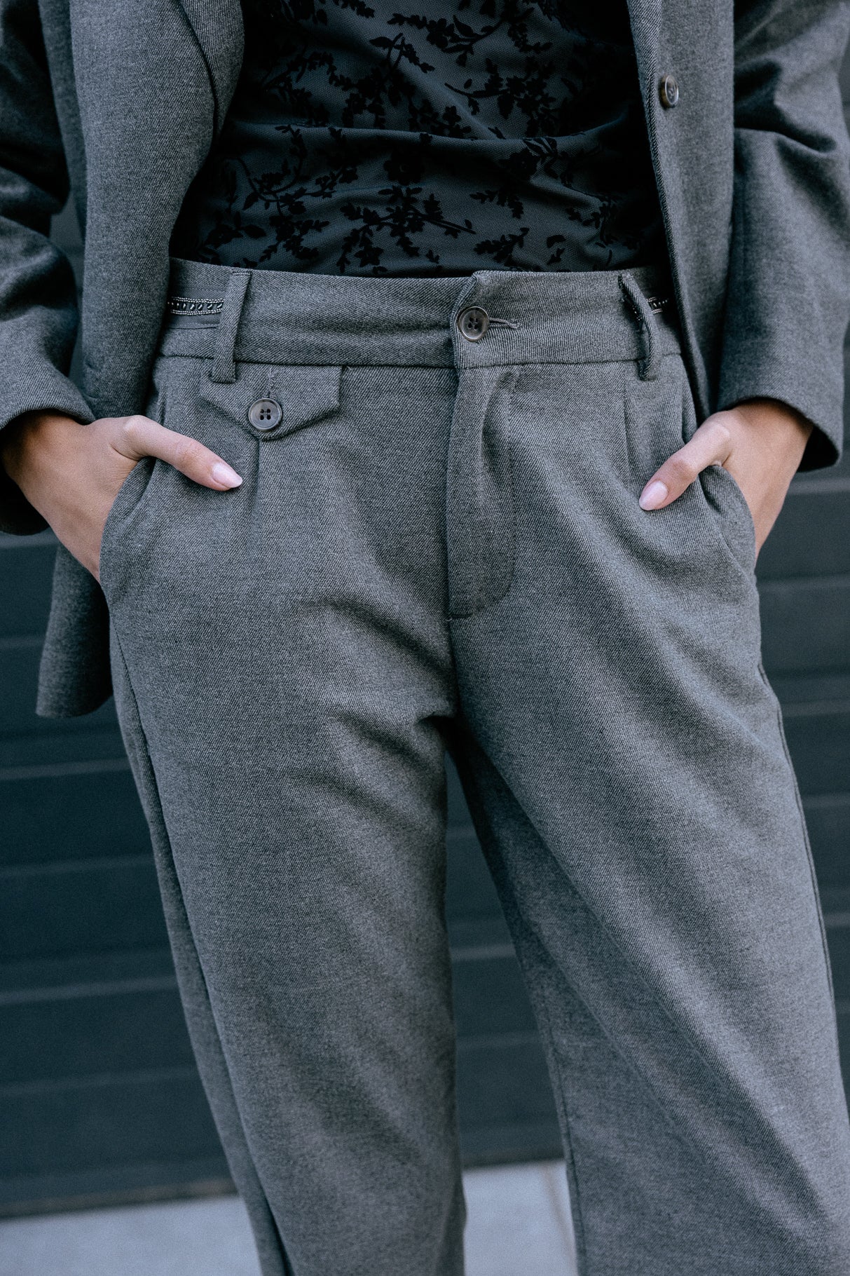 Pantalon droit taille haute Femme Alba Moss moon rock | Freeman T. Porter