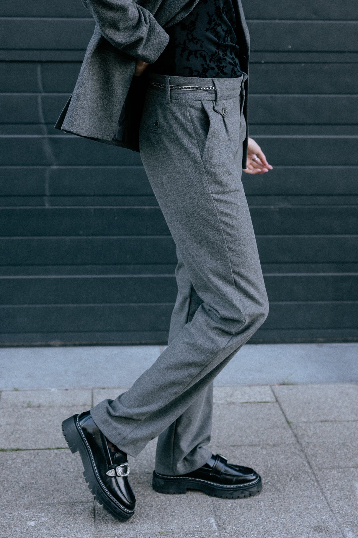 Pantalon droit taille haute Femme Alba Moss moon rock | Freeman T. Porter