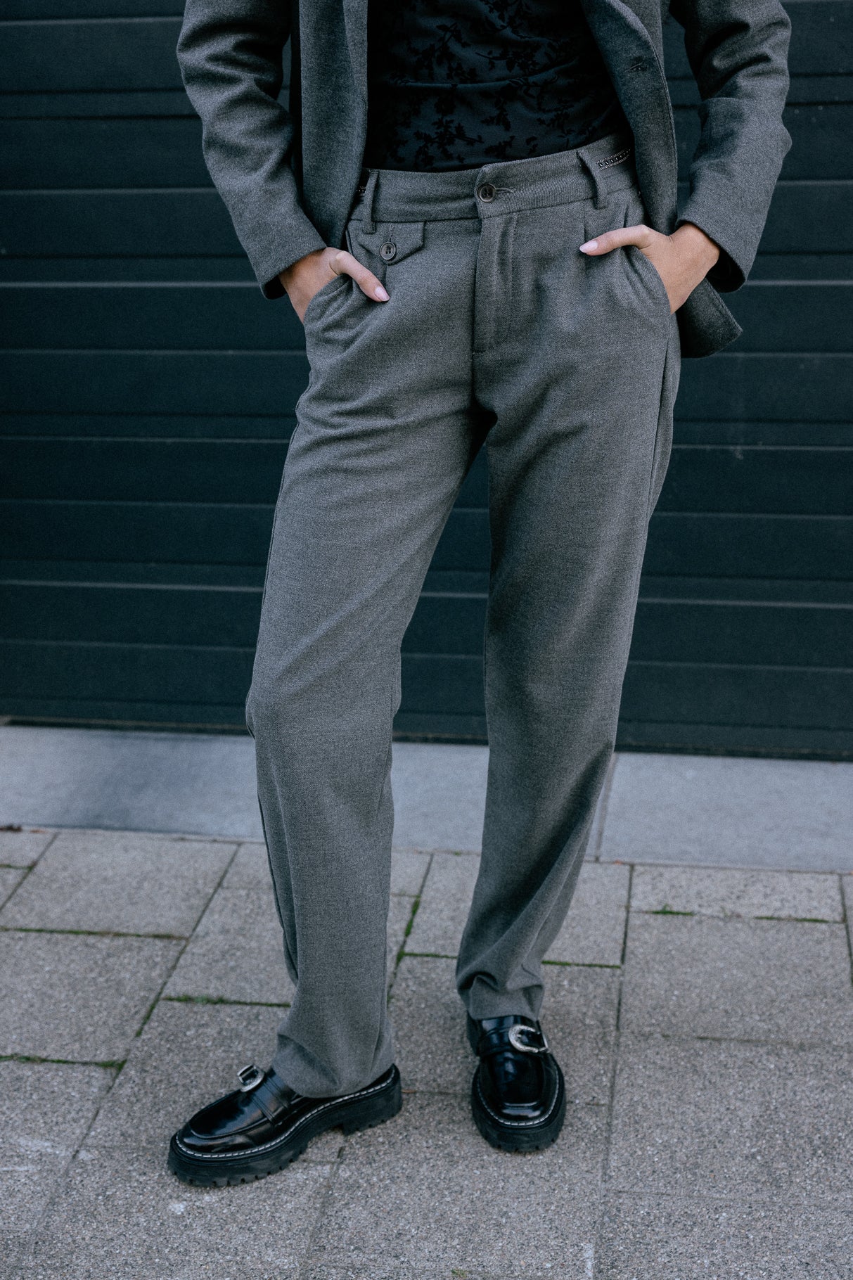 Pantalon droit taille haute Femme Alba Moss moon rock | Freeman T. Porter