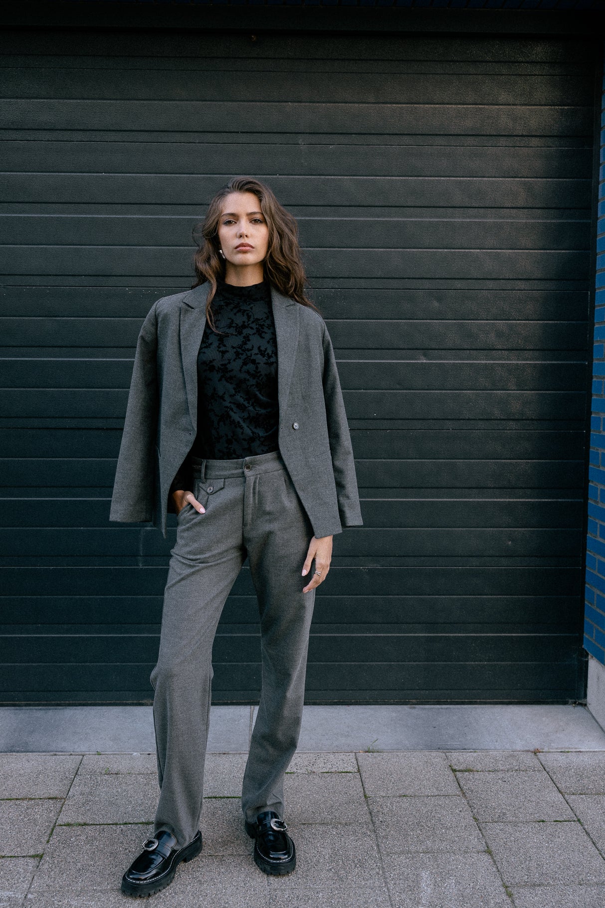 Pantalon droit taille haute Femme Alba Moss moon rock | Freeman T. Porter