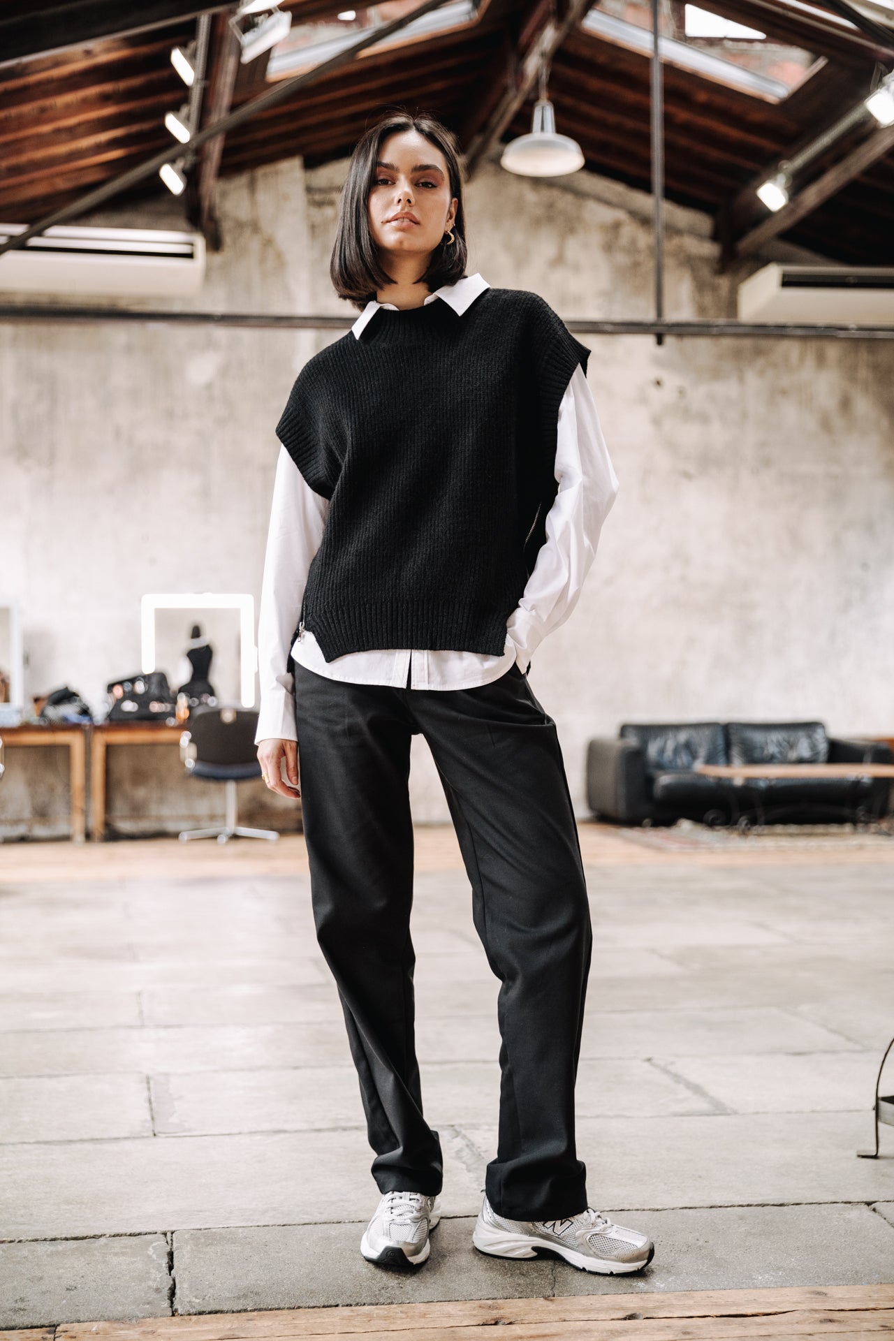 Pantalon droit taille haute Femme Alba Polyneo black | Freeman T. Porter