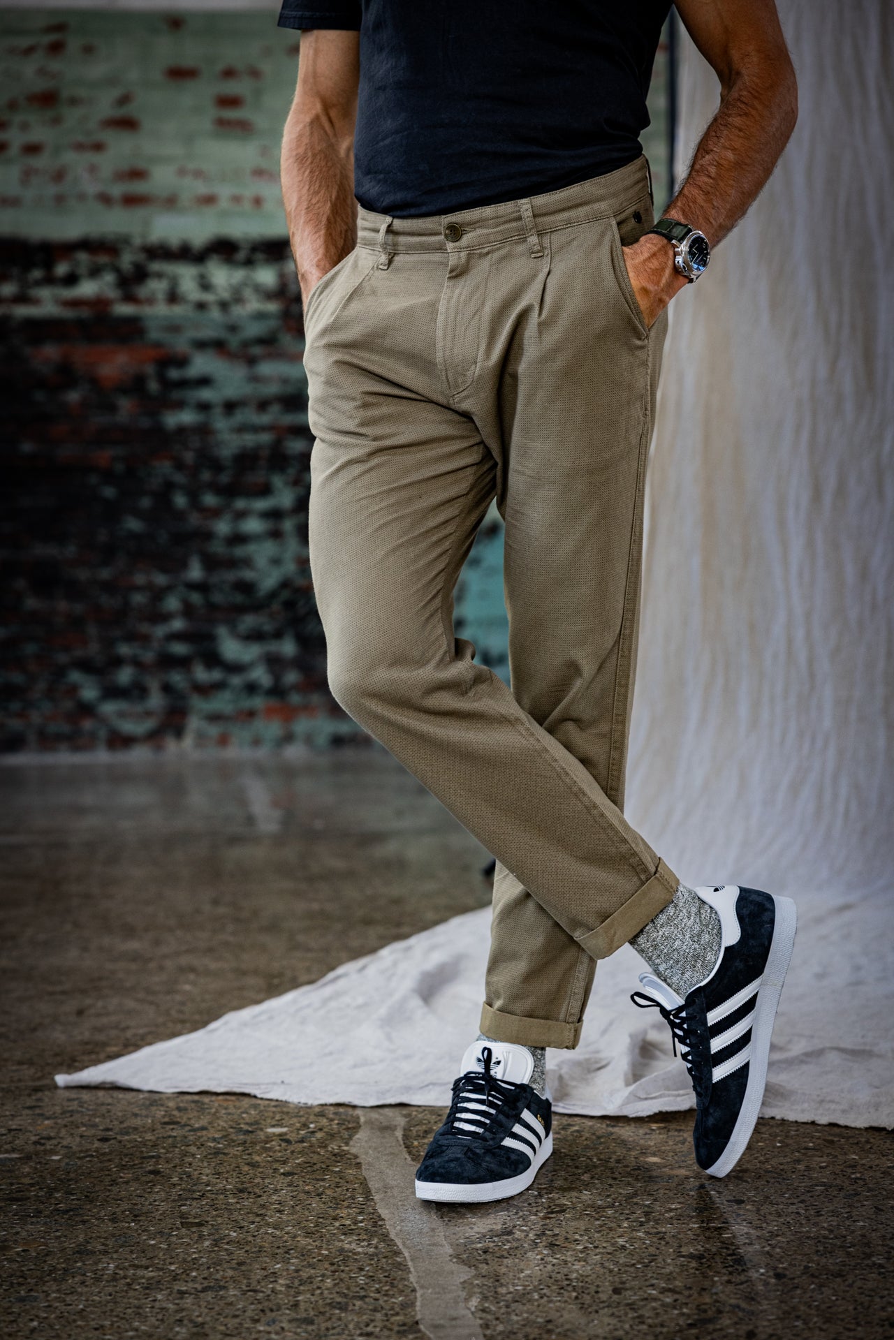 Pantalon chino Homme Bruce Aras dusky green | Freeman T. Porter