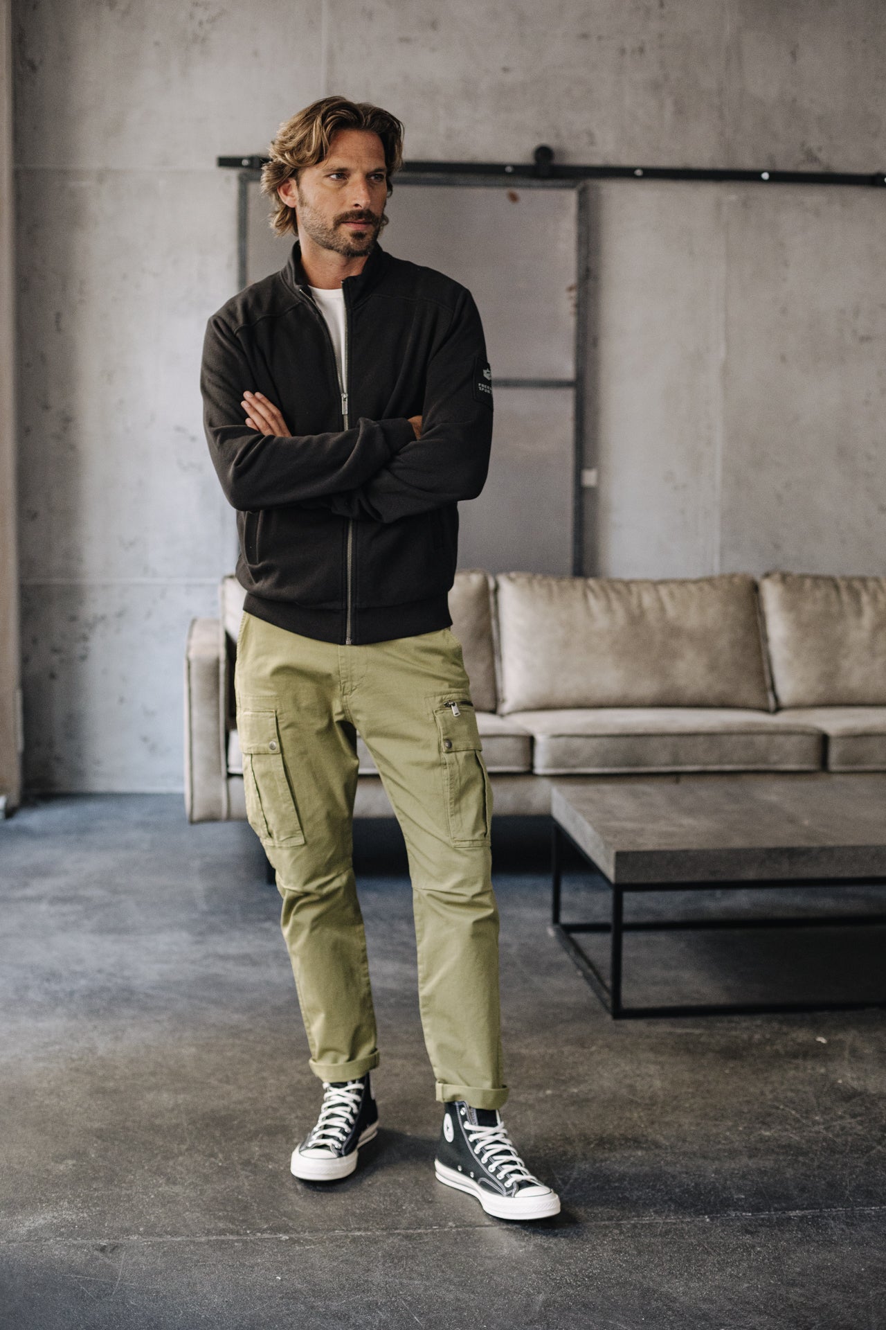 Pantalon cargo Mann Hugo Zip Oregon deep lichen green | Freeman T. Porter