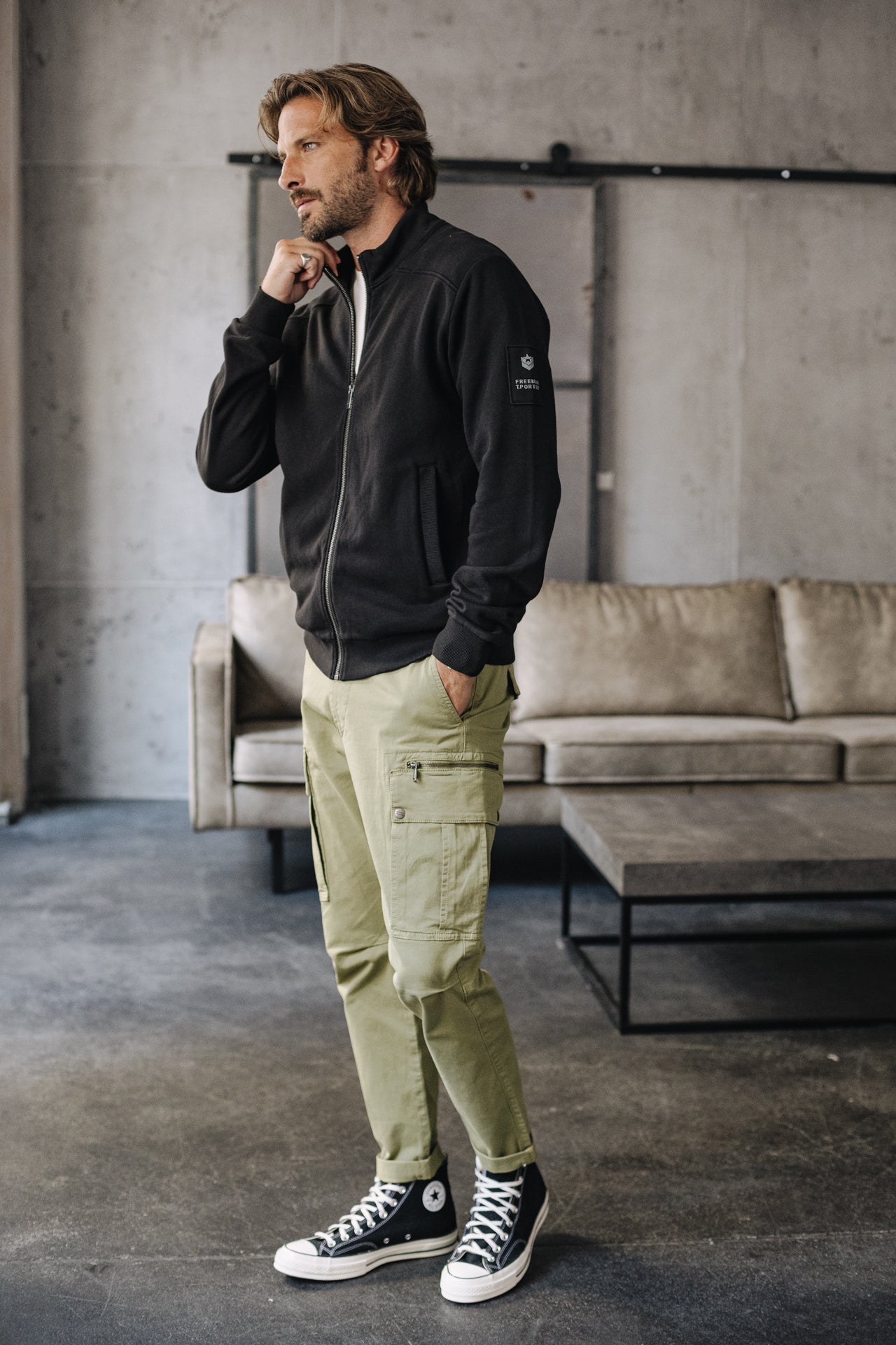 Pantalon cargo Mann Hugo Zip Oregon deep lichen green | Freeman T. Porter