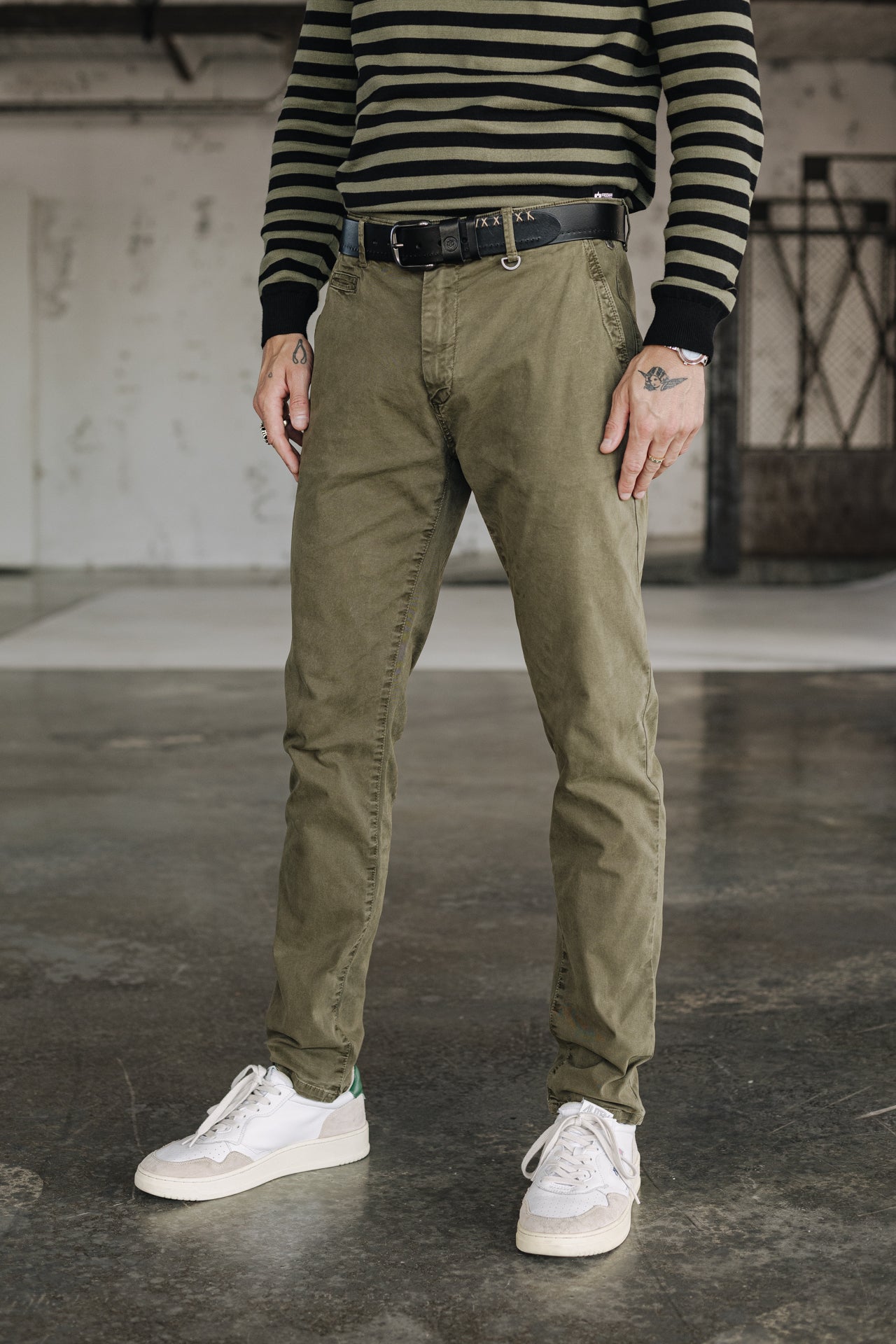 Pantalon chino Men Gino Bellissimo olive night | Freeman T. Porter