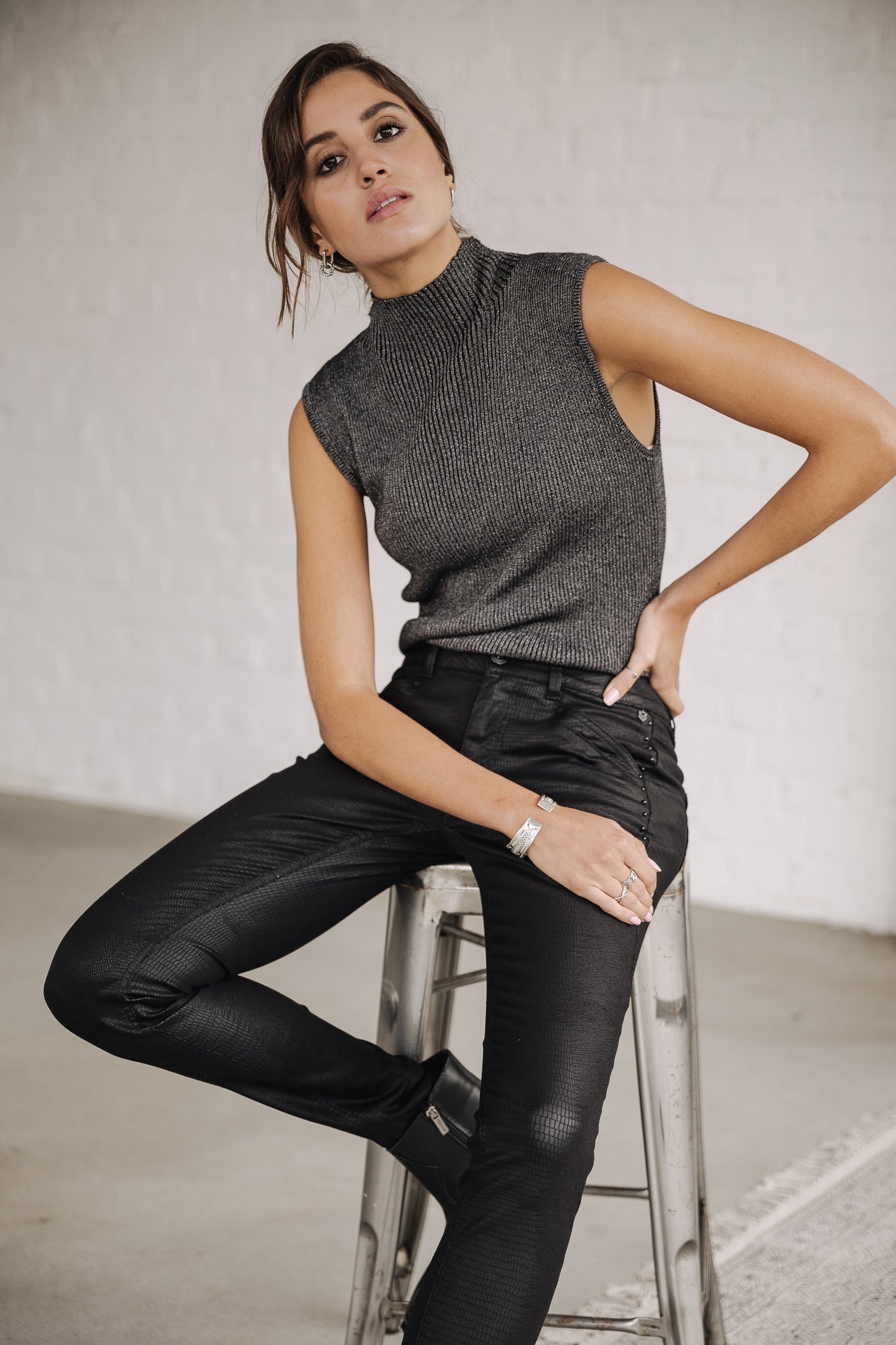 Pantalon slim Femme Kaylee Boalina black | Freeman T. Porter