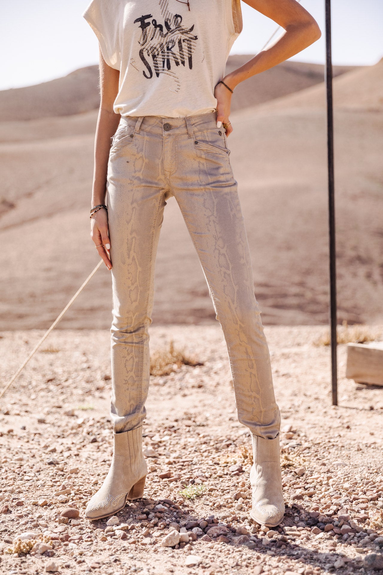 Pantalon slim Femme Kaylee Goldy gold | Freeman T. Porter