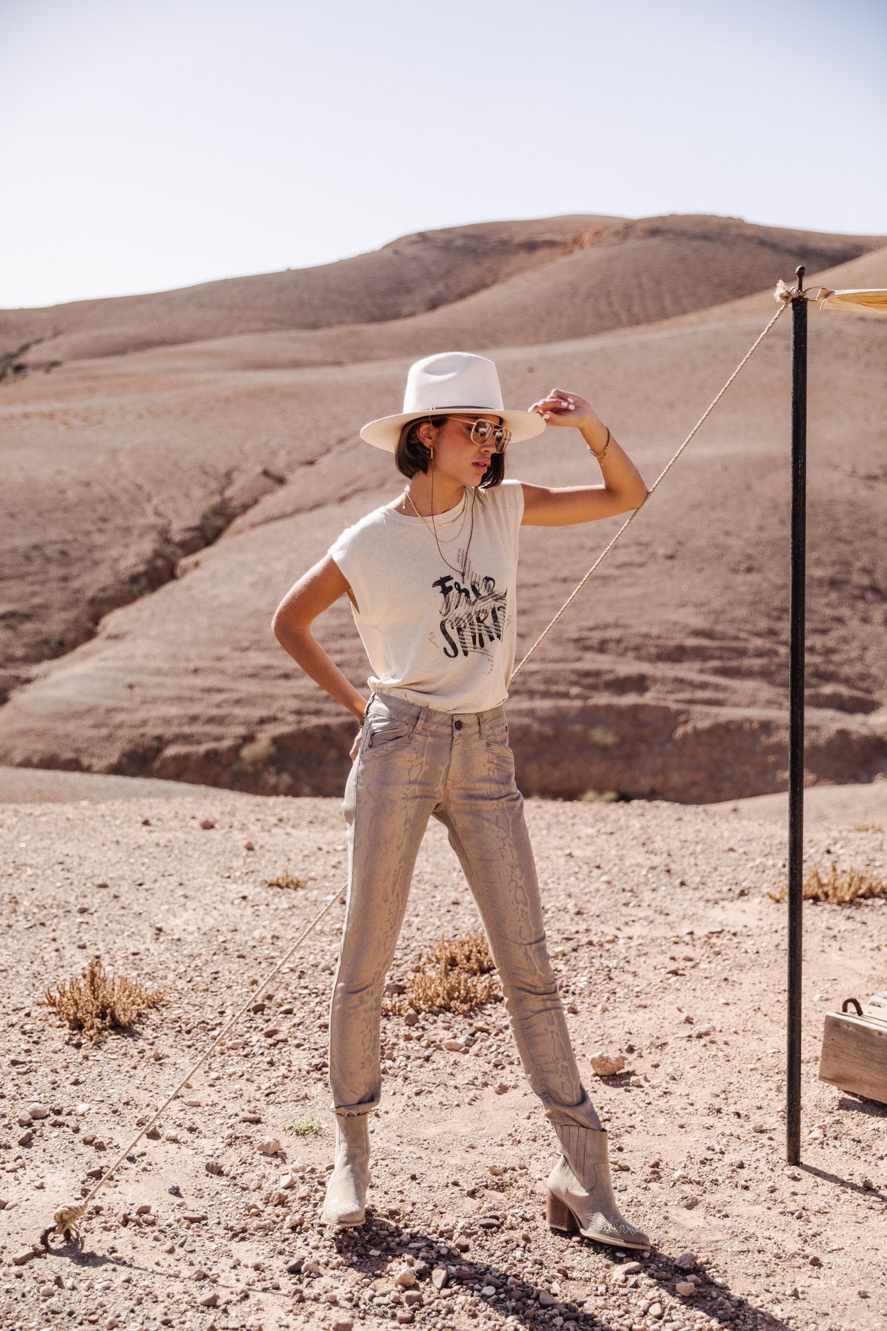 Pantalon slim Femme Kaylee Goldy gold | Freeman T. Porter