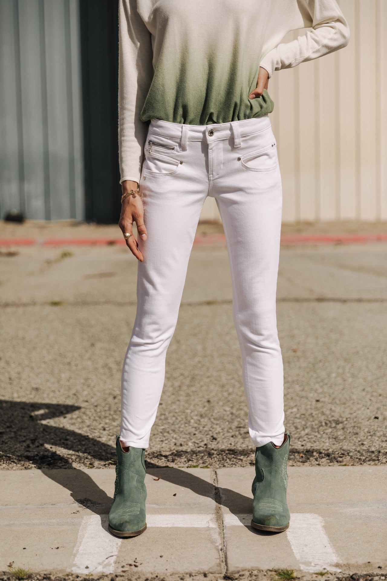 Jeans slim Femme Alexa Cropped white | Freeman T. Porter