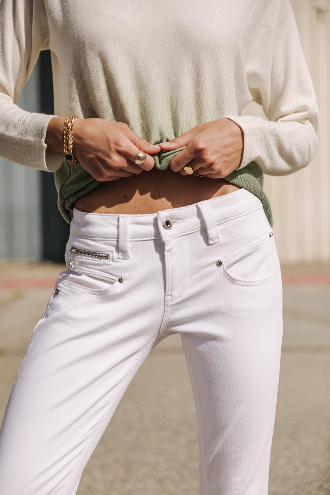Jeans slim Femme Alexa Cropped white | Freeman T. Porter