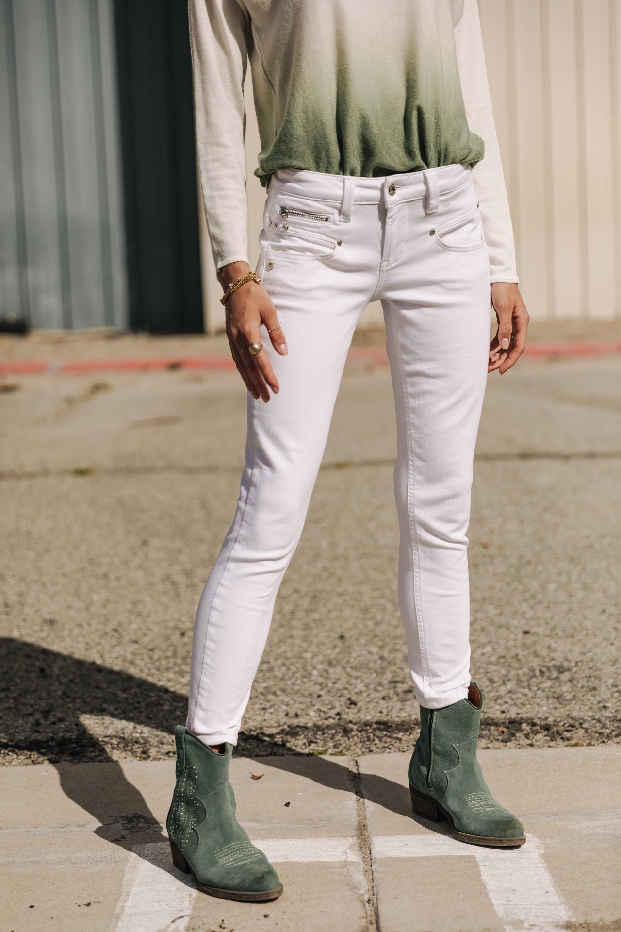 Jeans slim Femme Alexa Cropped white | Freeman T. Porter