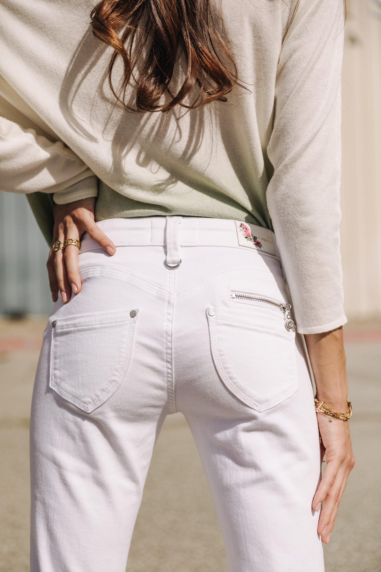 Jeans slim Femme Alexa Cropped white | Freeman T. Porter
