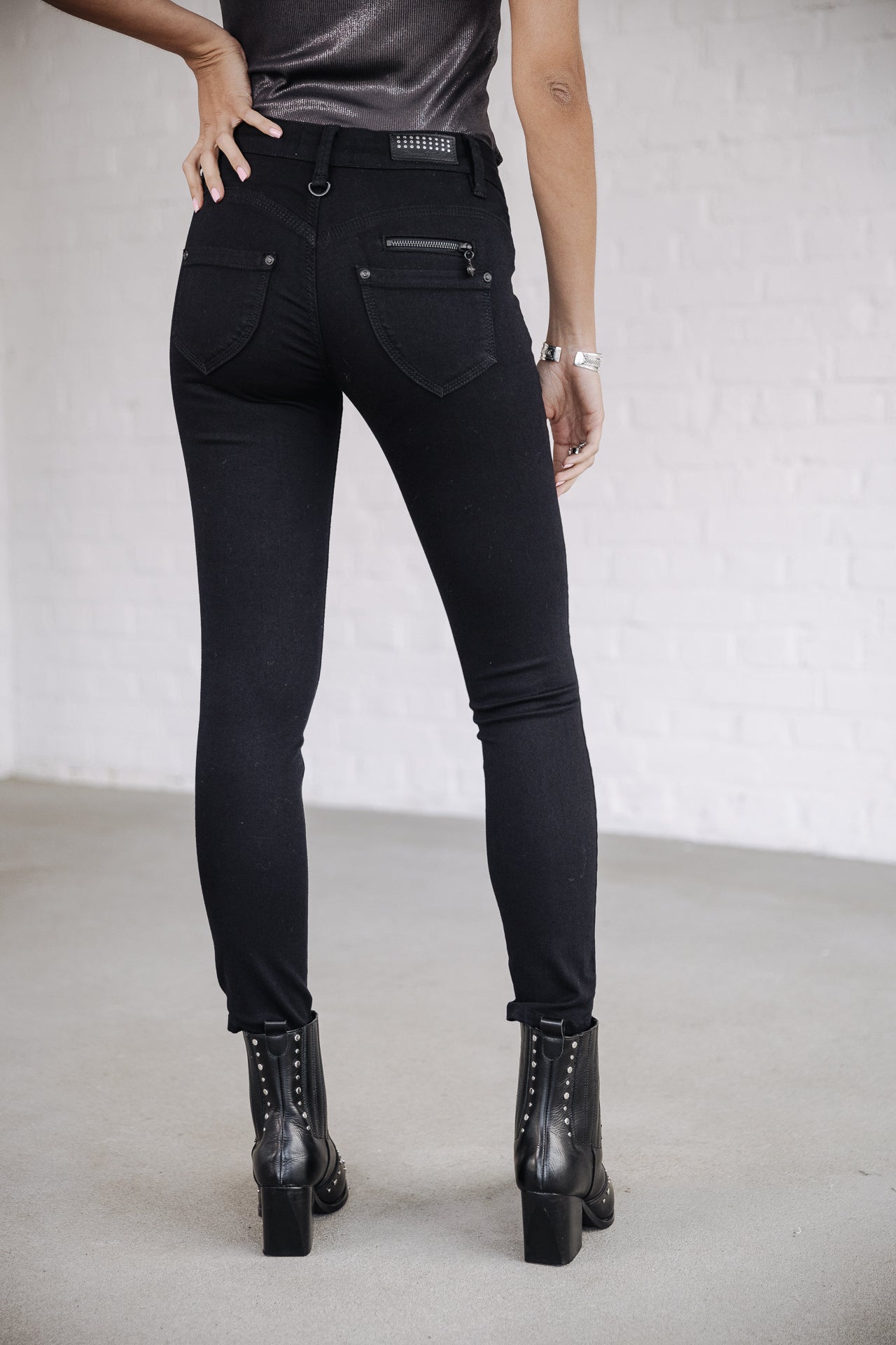 Jeans slim Femme Alexa Cropped black | Freeman T. Porter