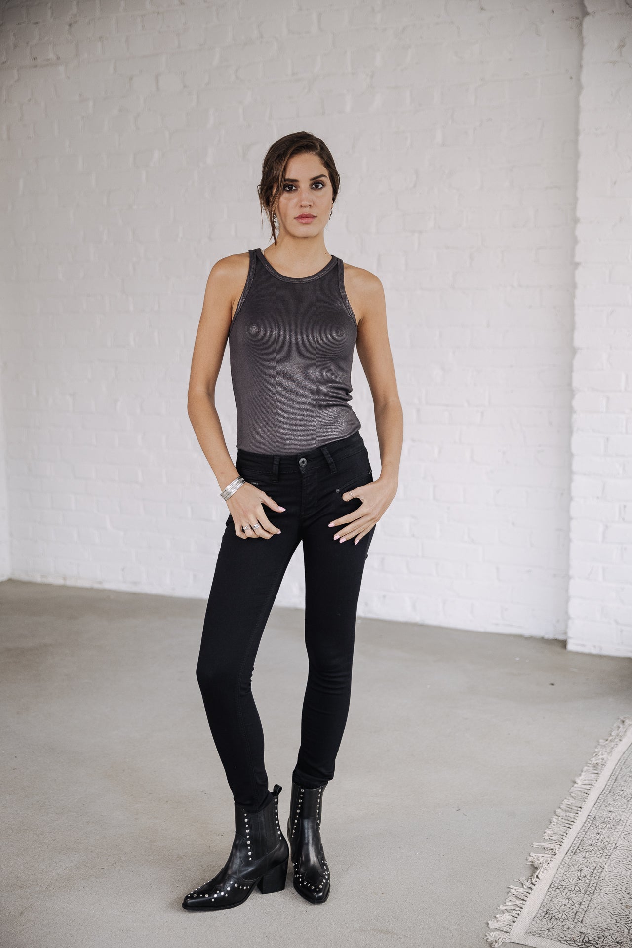 Jeans slim Femme Alexa Cropped black | Freeman T. Porter