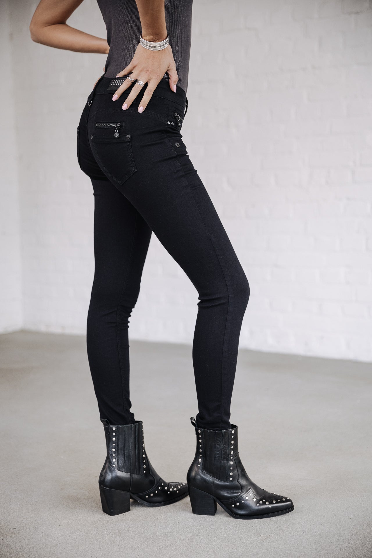 Jeans slim Femme Alexa Cropped black | Freeman T. Porter