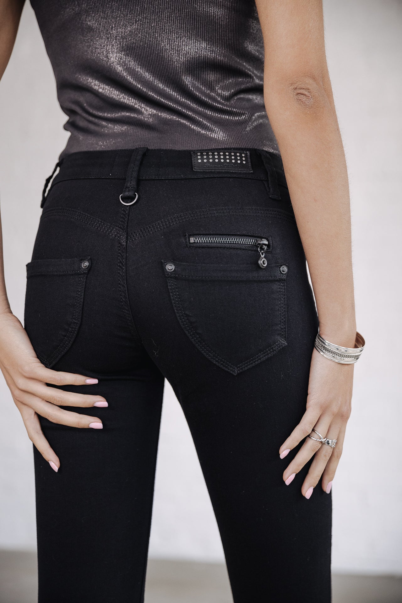 Jeans slim Femme Alexa Cropped black | Freeman T. Porter