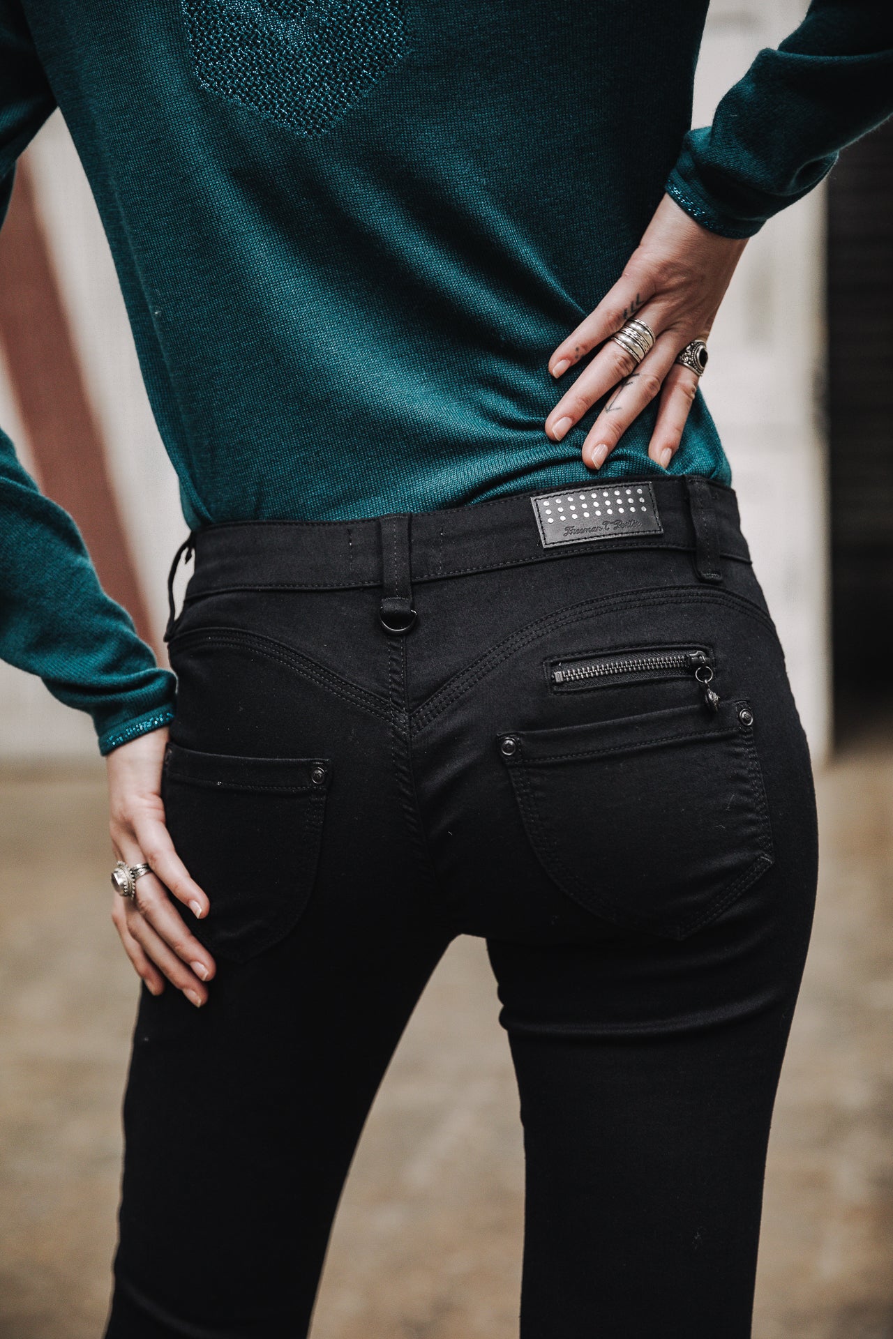 Jeans slim Femme Alexa Cropped black | Freeman T. Porter