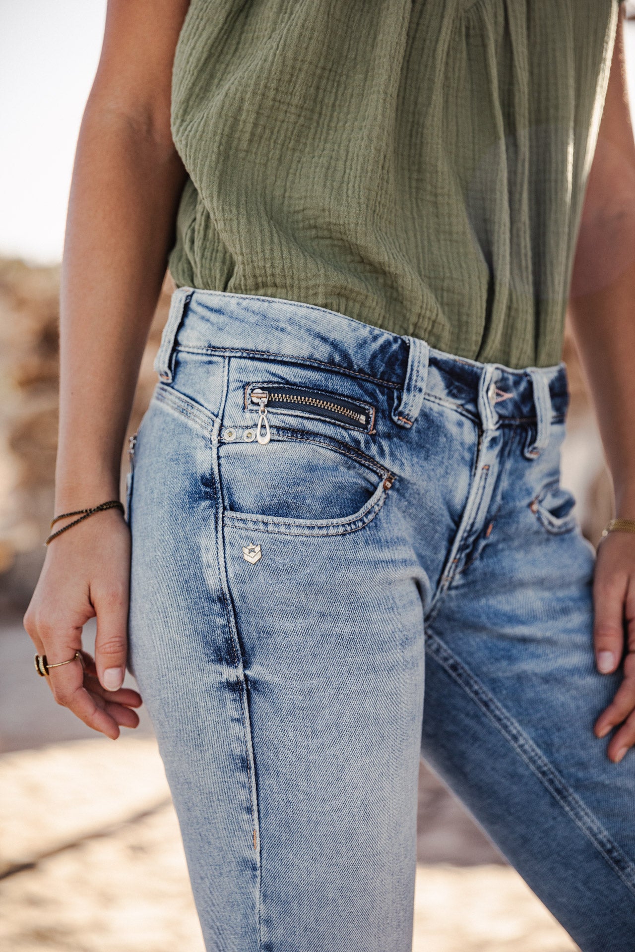 Jeans super slim 7/8 Femme Alexa Cropped palermo med | Freeman T. Porter