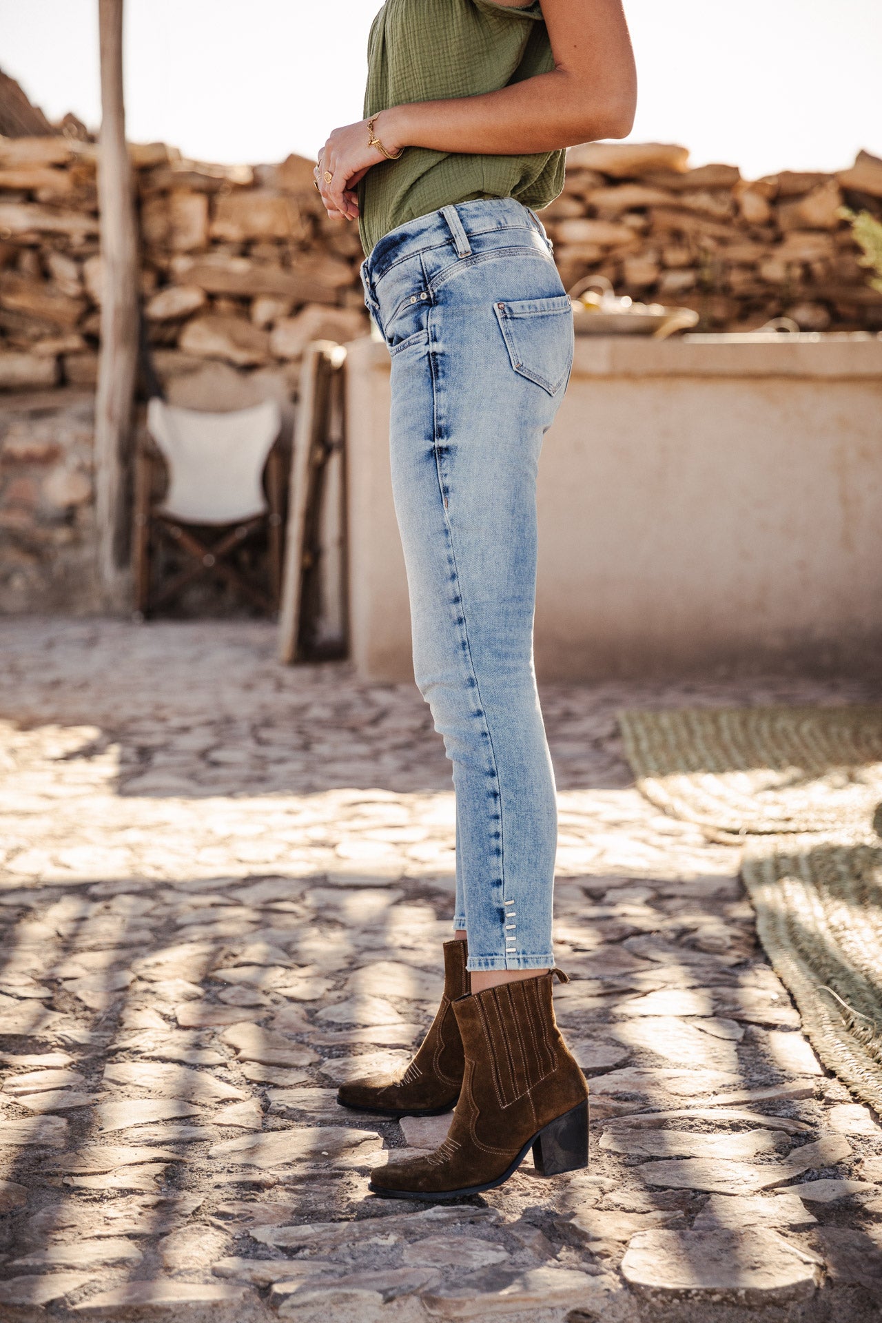 Jeans super slim 7/8 Femme Alexa Cropped palermo med | Freeman T. Porter