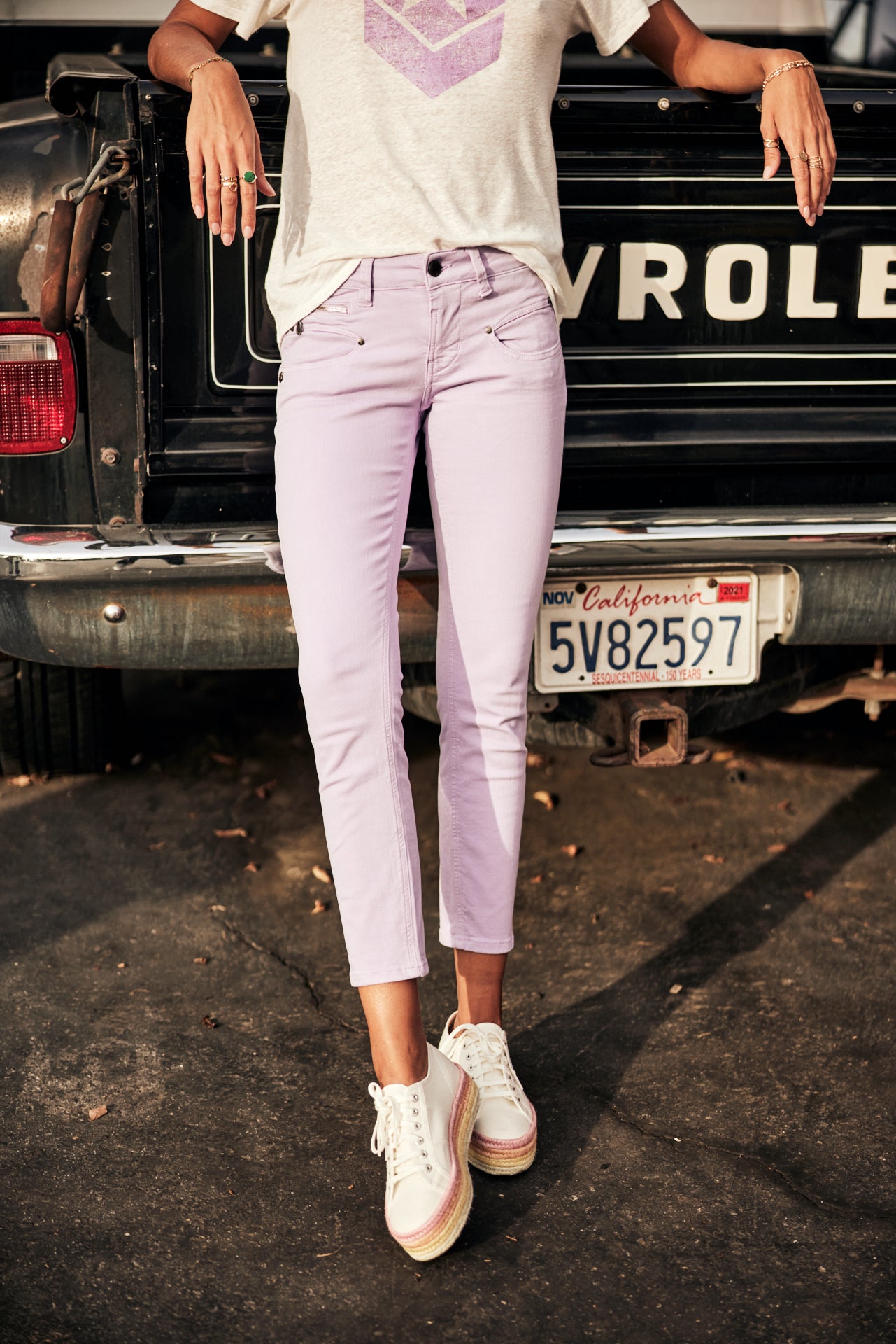 Pantalon super slim 7/8 Femme Alexa Cropped New Magic Color purple rose | Freeman T. Porter
