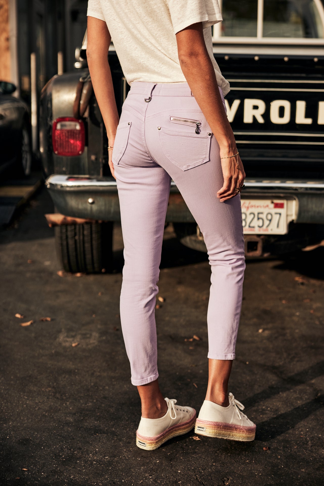 Pantalon super slim 7/8 Femme Alexa Cropped New Magic Color purple rose | Freeman T. Porter