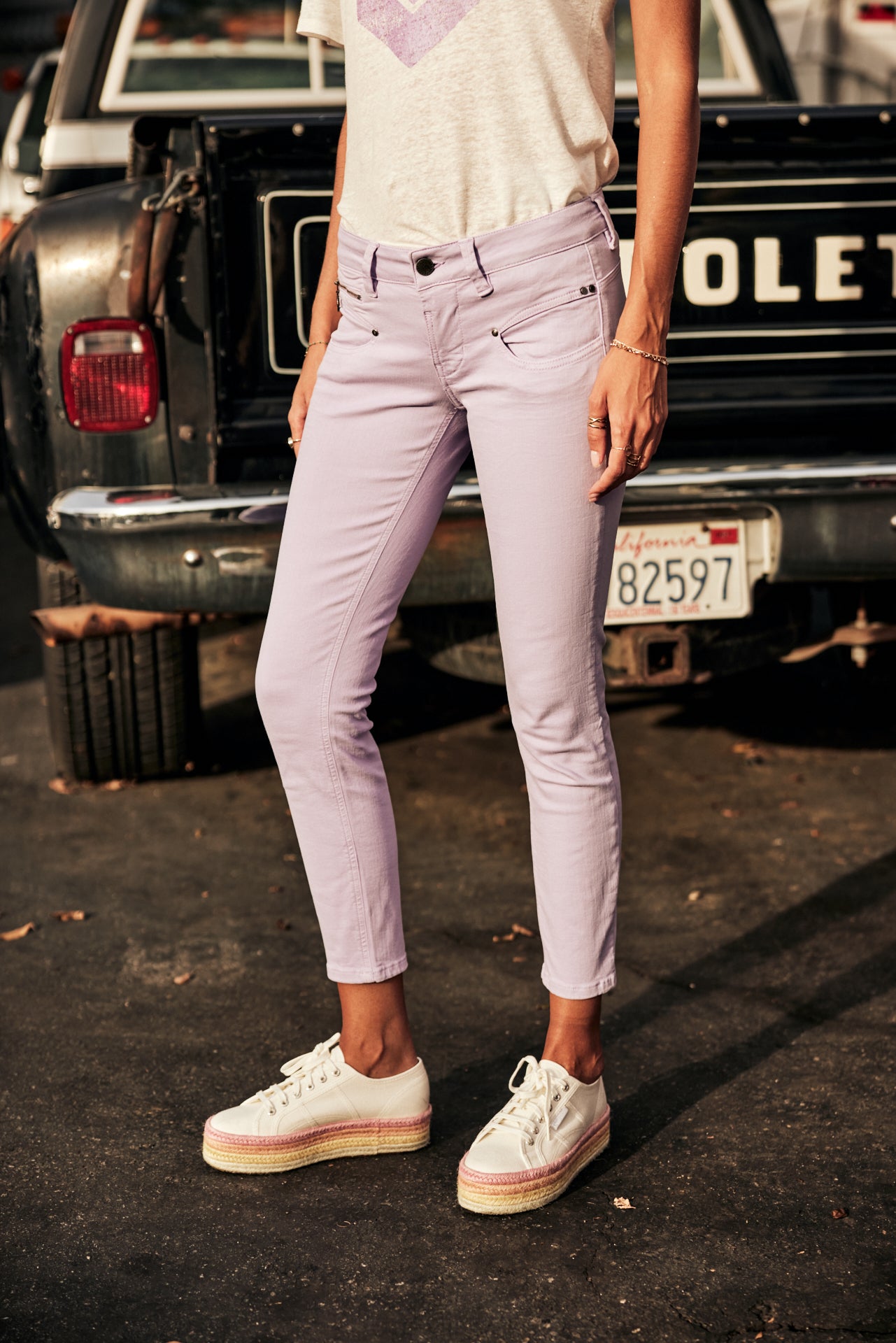 Pantalon super slim 7/8 Femme Alexa Cropped New Magic Color purple rose | Freeman T. Porter