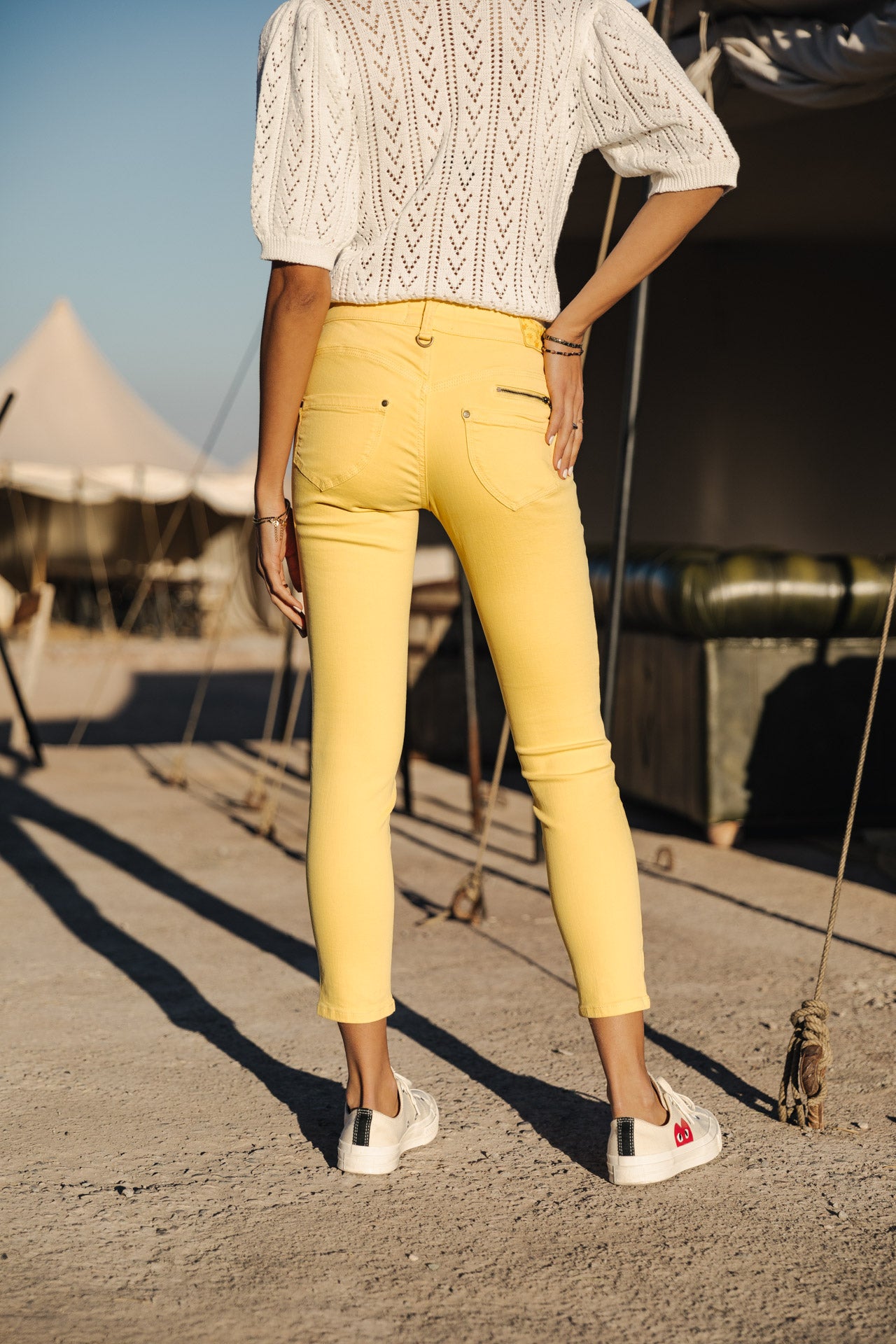 Pantalon super slim 7/8 Femme Alexa Cropped New Magic Color banana cream | Freeman T. Porter