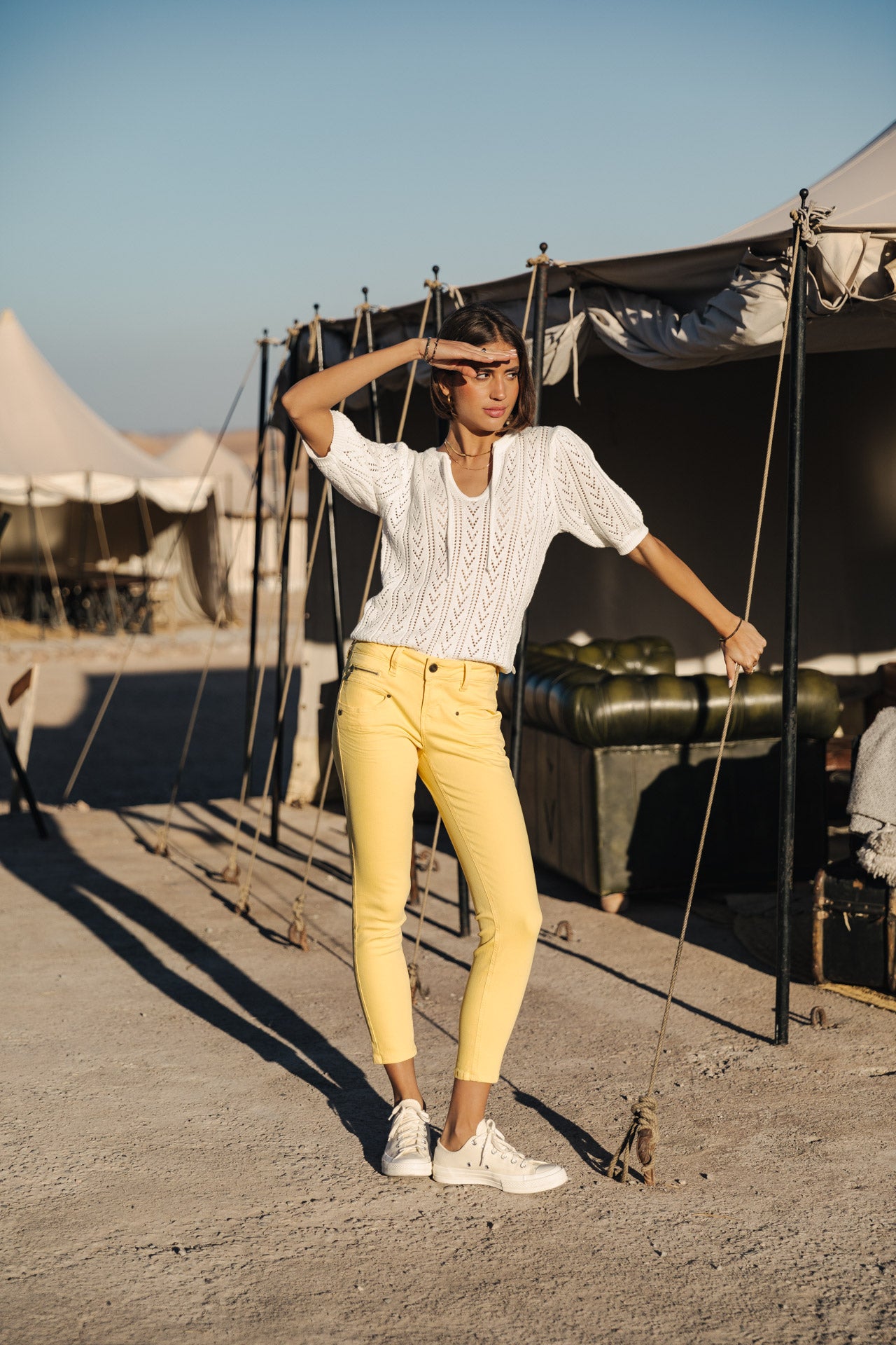 Pantalon super slim 7/8 Mujer Alexa Cropped New Magic Color banana cream | Freeman T. Porter