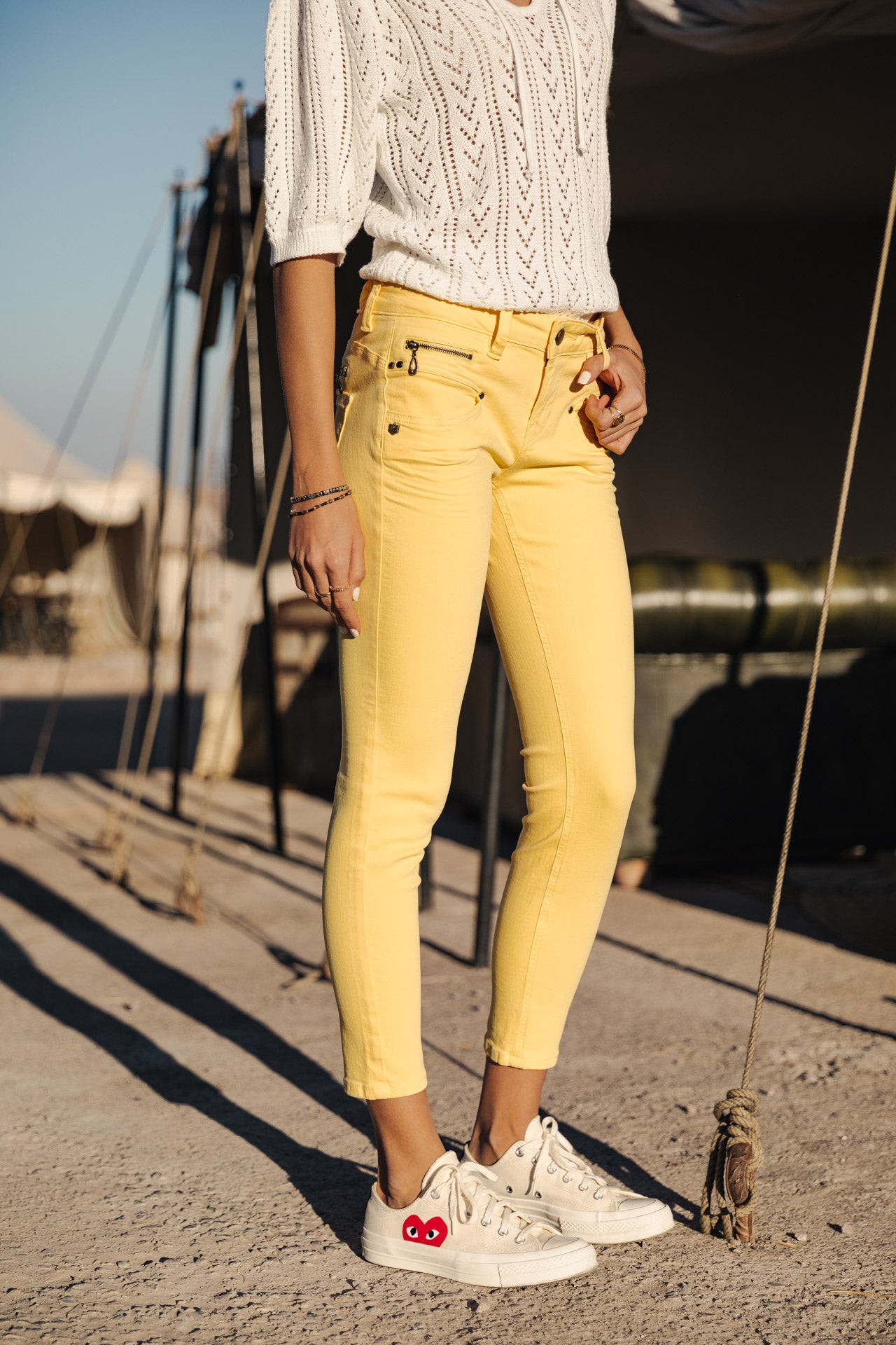 Pantalon super slim 7/8 Mujer Alexa Cropped New Magic Color banana cream | Freeman T. Porter