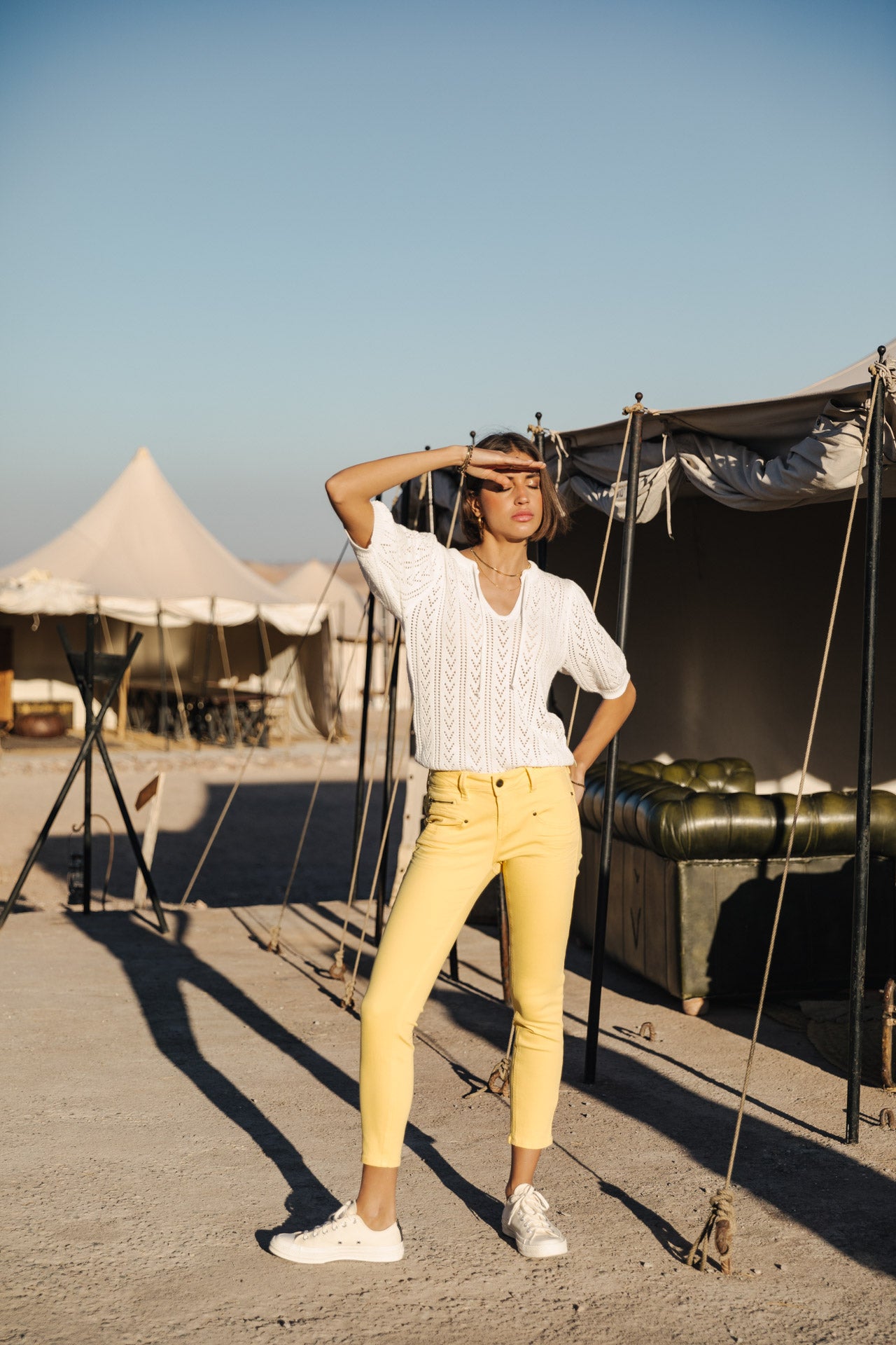 Pantalon super slim 7/8 Mujer Alexa Cropped New Magic Color banana cream | Freeman T. Porter