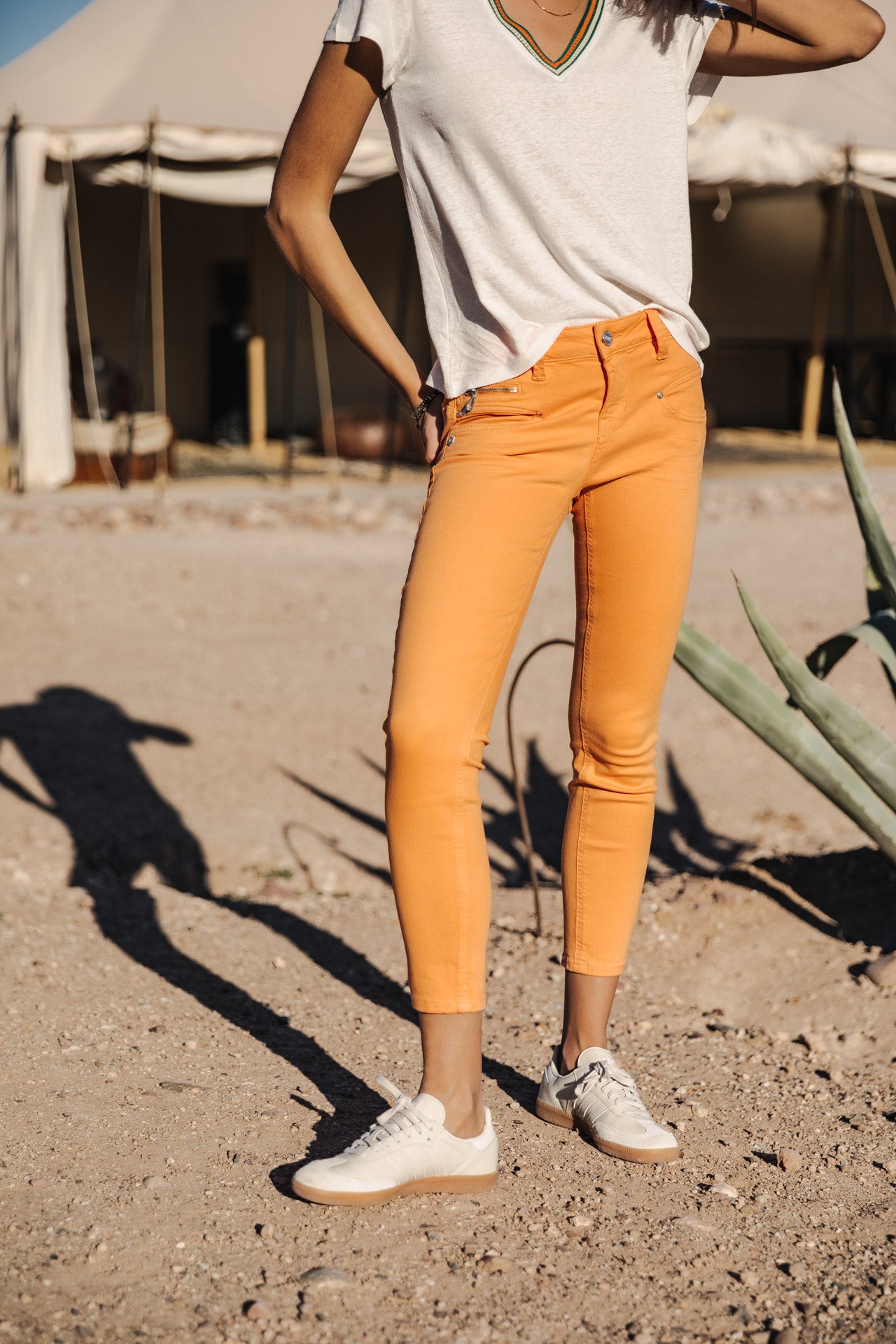 Pantalon super slim 7/8 Mujer Alexa Cropped New Magic Color tangerine tango | Freeman T. Porter