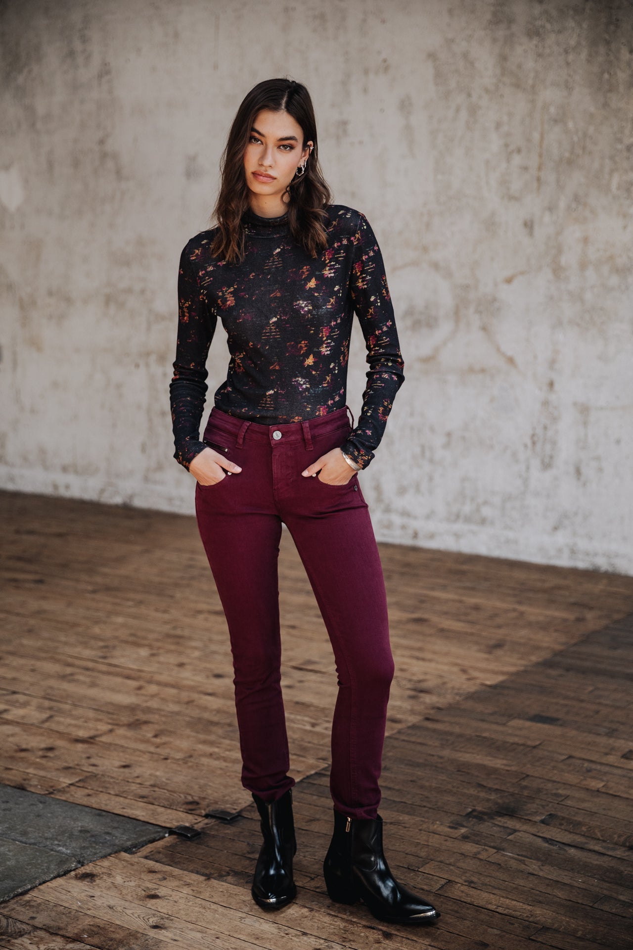 Pantalon slim taille haute Femme Alexa High Waist New Magic Color winetasting | Freeman T. Porter