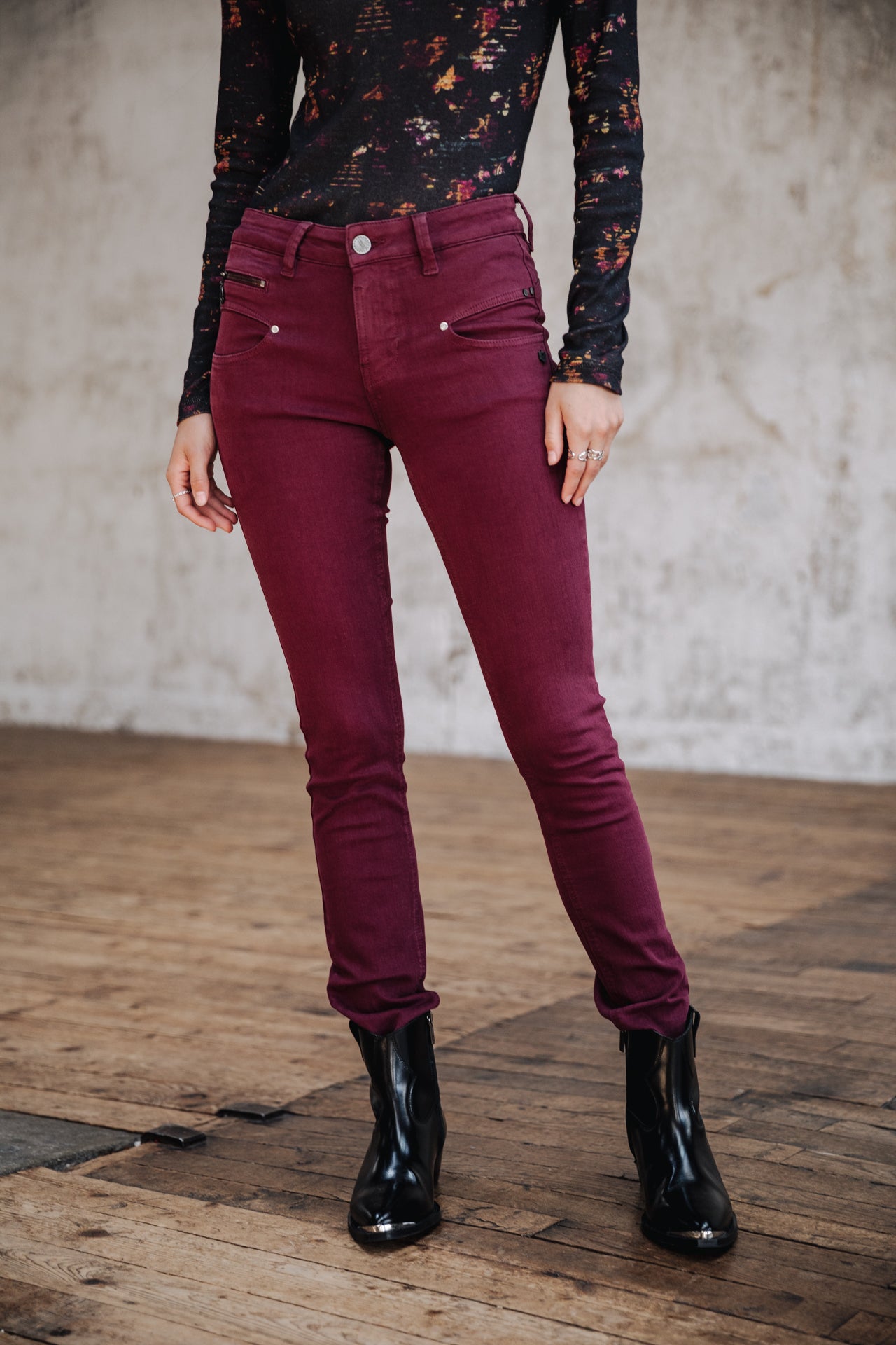 Pantalon slim taille haute Femme Alexa High Waist New Magic Color winetasting | Freeman T. Porter