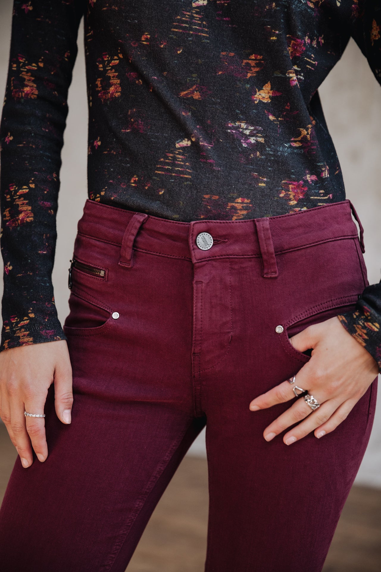 Pantalon slim taille haute Mujer Alexa High Waist New Magic Color winetasting | Freeman T. Porter