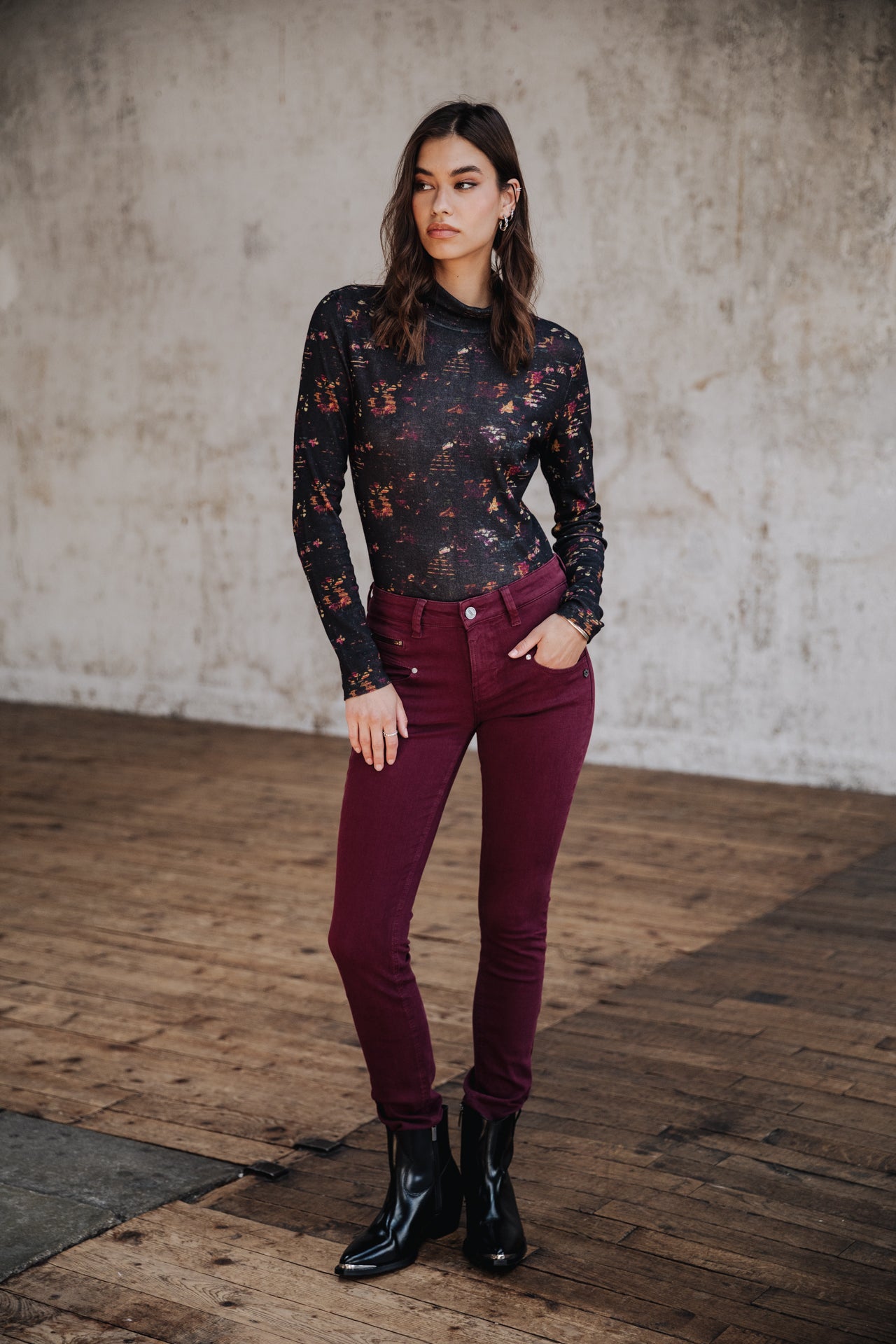 Pantalon slim taille haute Mujer Alexa High Waist New Magic Color winetasting | Freeman T. Porter