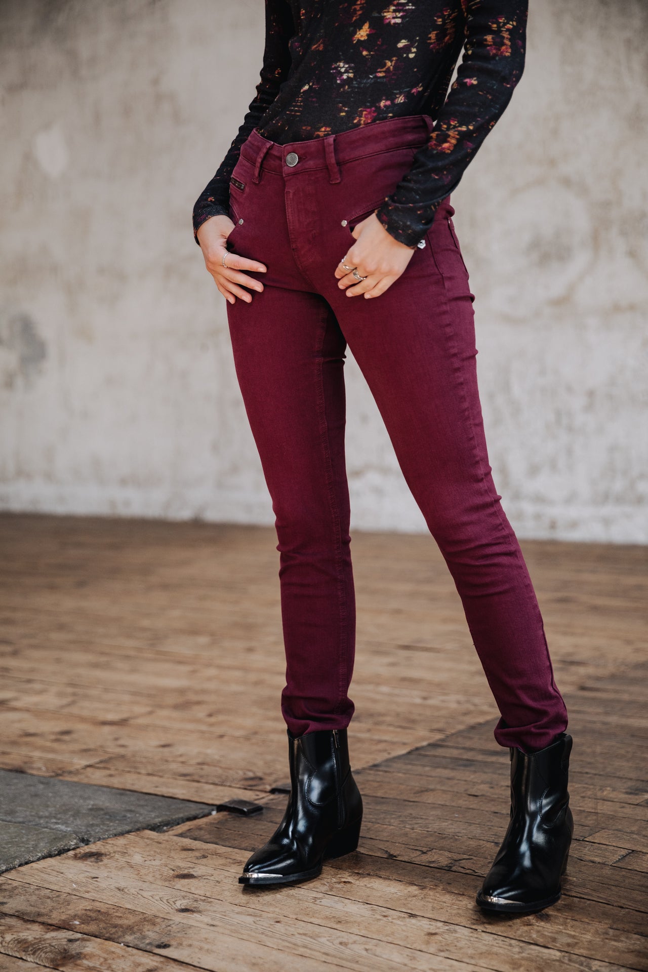 Pantalon slim taille haute Mujer Alexa High Waist New Magic Color winetasting | Freeman T. Porter