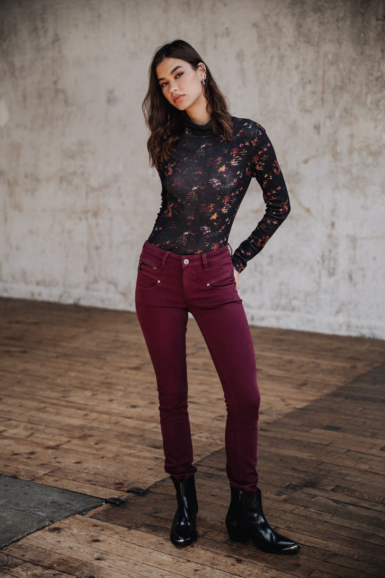 Pantalon slim taille haute Mujer Alexa High Waist New Magic Color winetasting | Freeman T. Porter