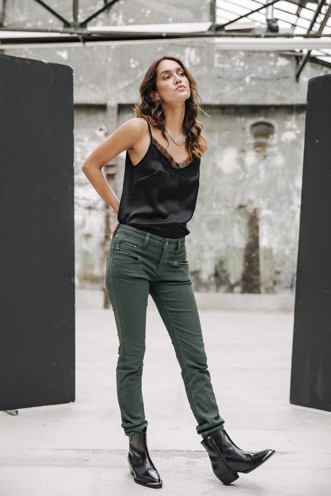 Pantalon slim taille haute Femme Alexa High Waist New Magic Color green gables | Freeman T. Porter