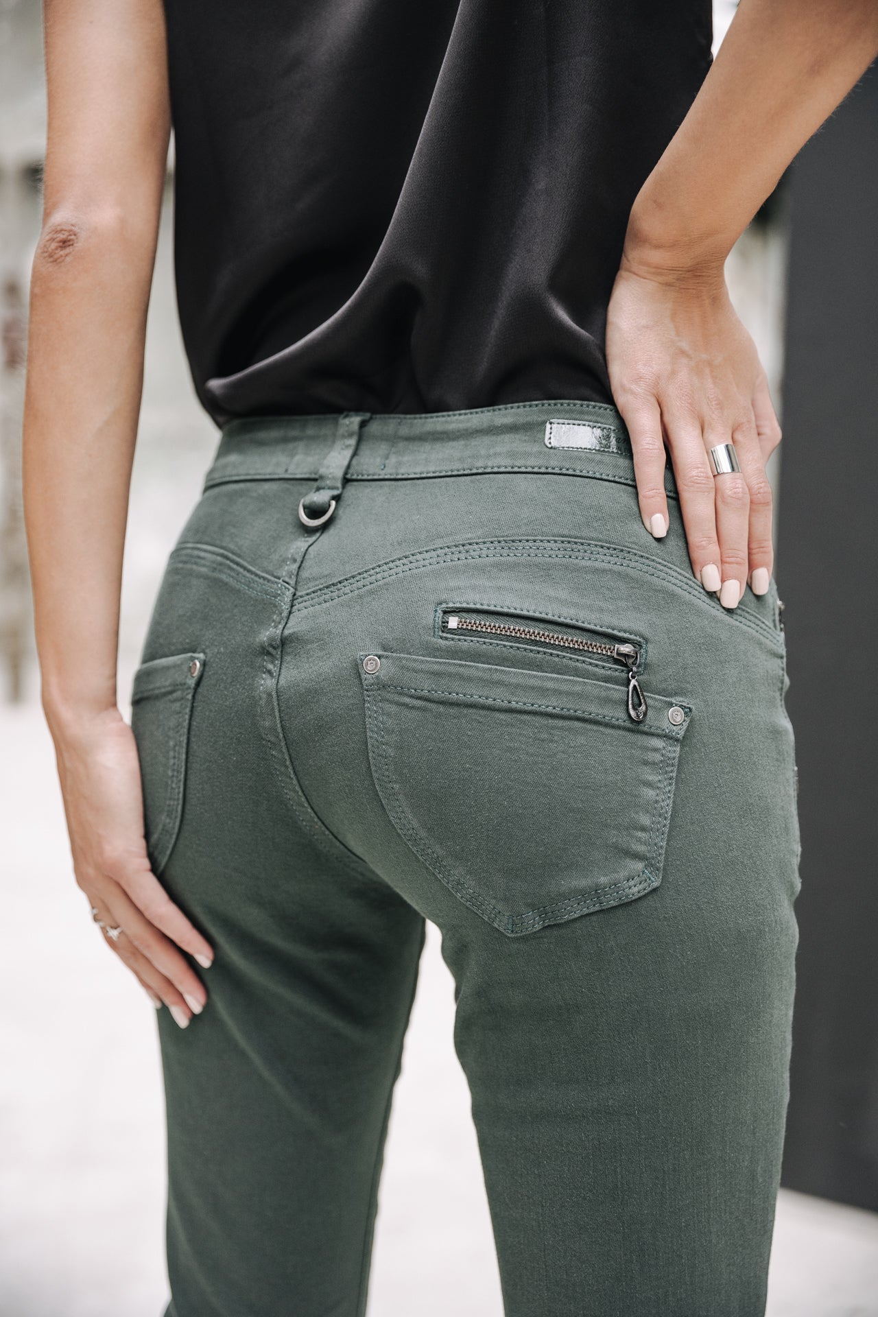 Pantalon slim taille haute Femme Alexa High Waist New Magic Color green gables | Freeman T. Porter