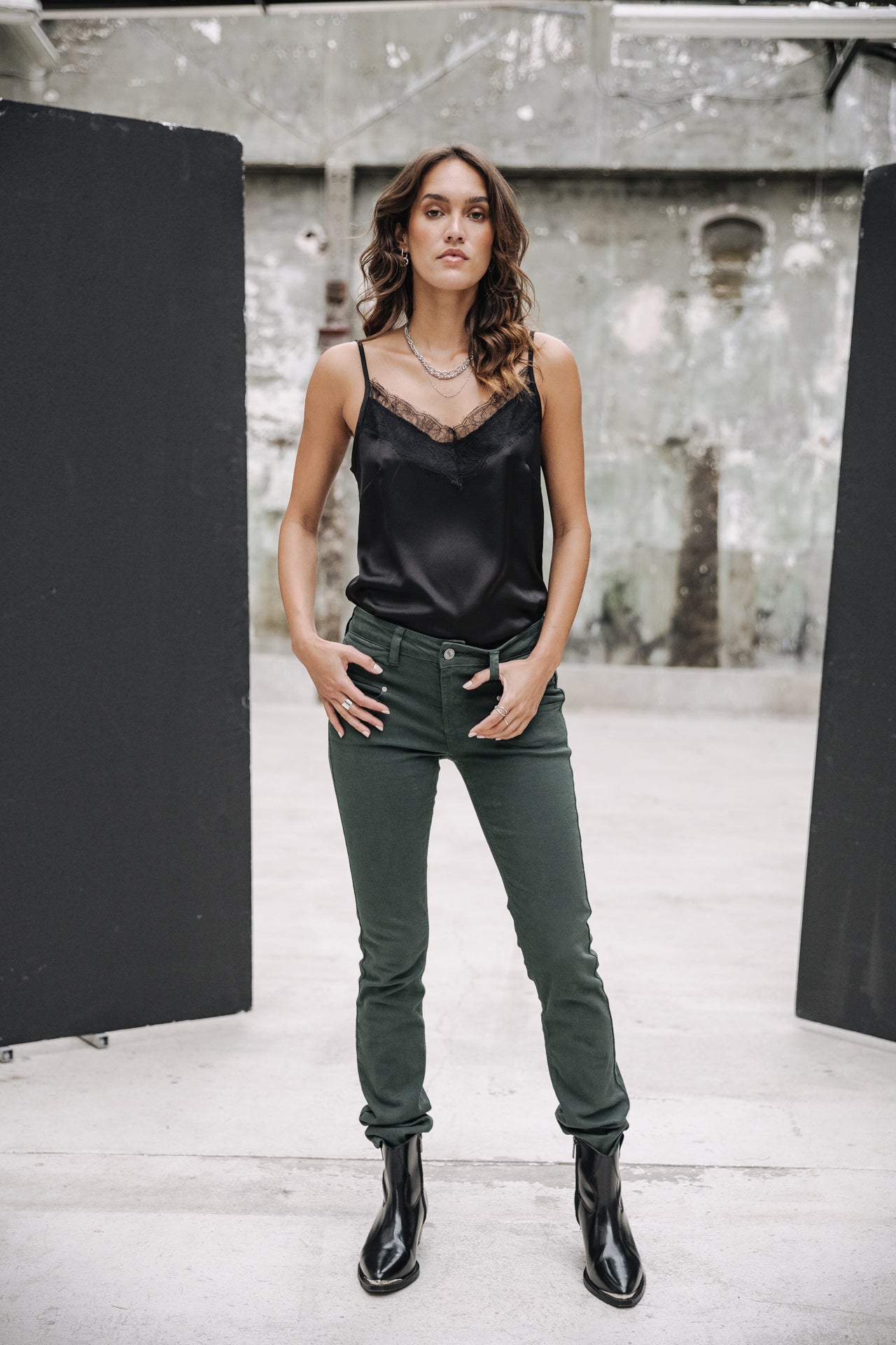 Pantalon slim taille haute Femme Alexa High Waist New Magic Color green gables | Freeman T. Porter