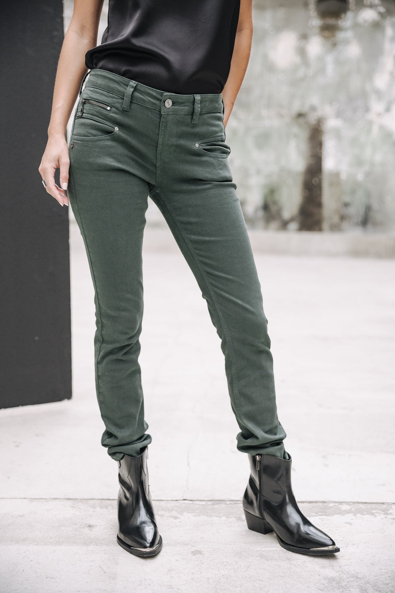 Pantalon slim taille haute Femme Alexa High Waist New Magic Color green gables | Freeman T. Porter