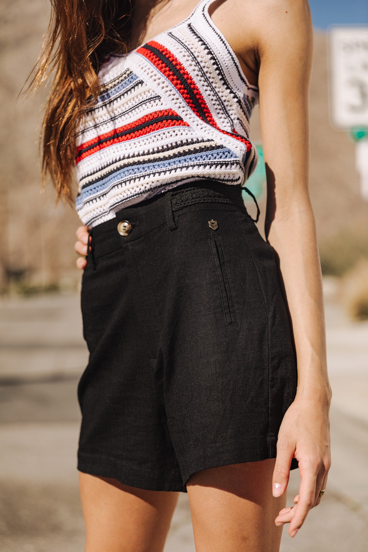 Short en lin Femme Flavie black | Freeman T. Porter