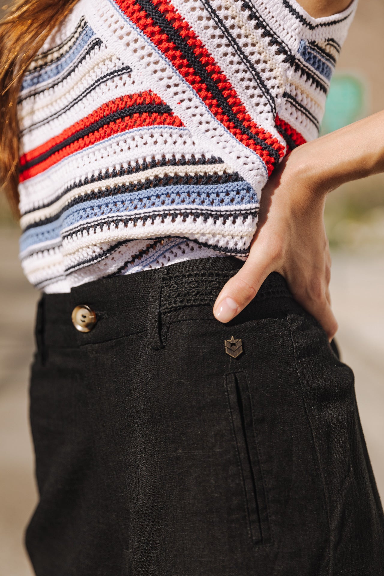 Short en lin Femme Flavie black | Freeman T. Porter