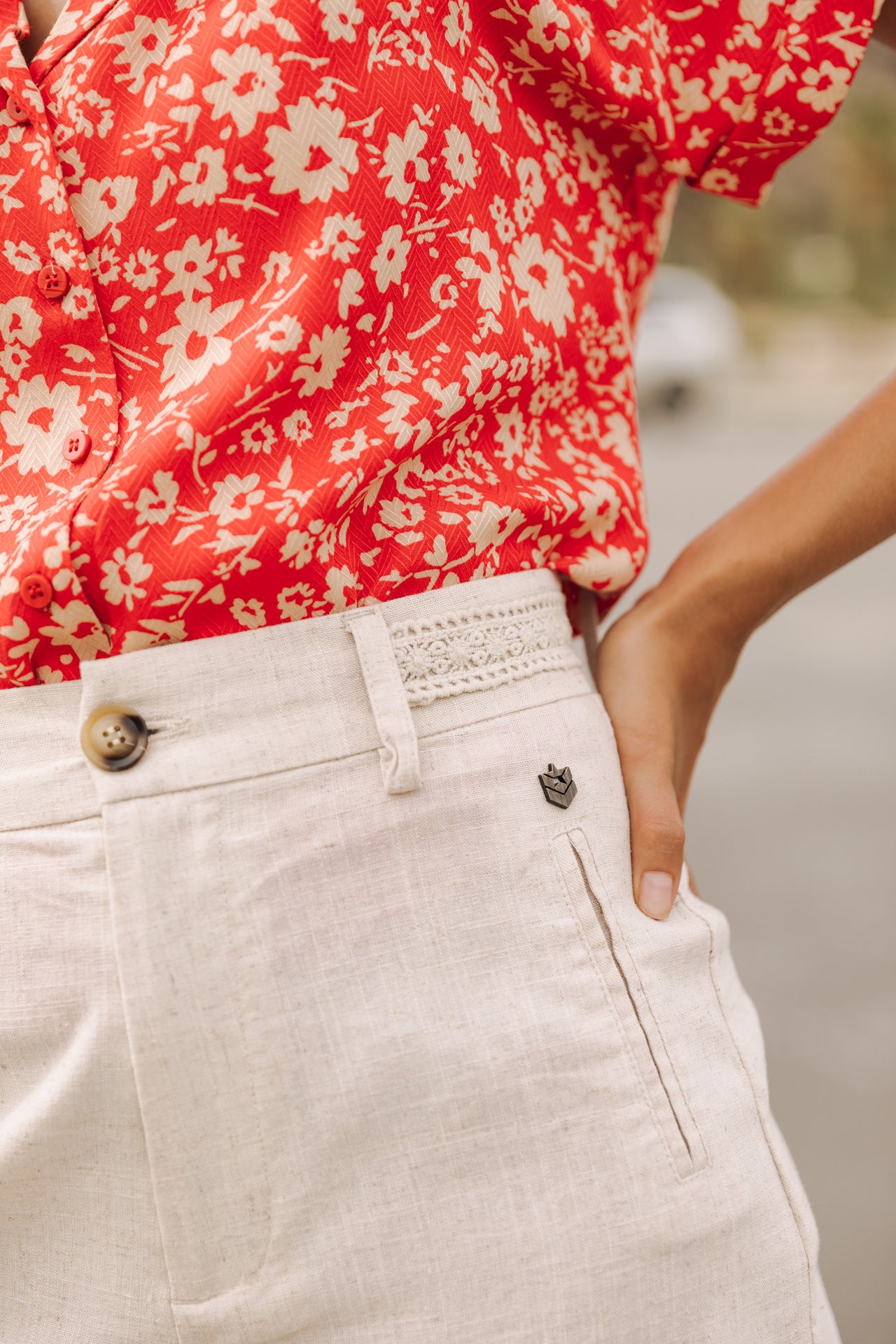 Short en lin Femme Flavie simply taupe | Freeman T. Porter