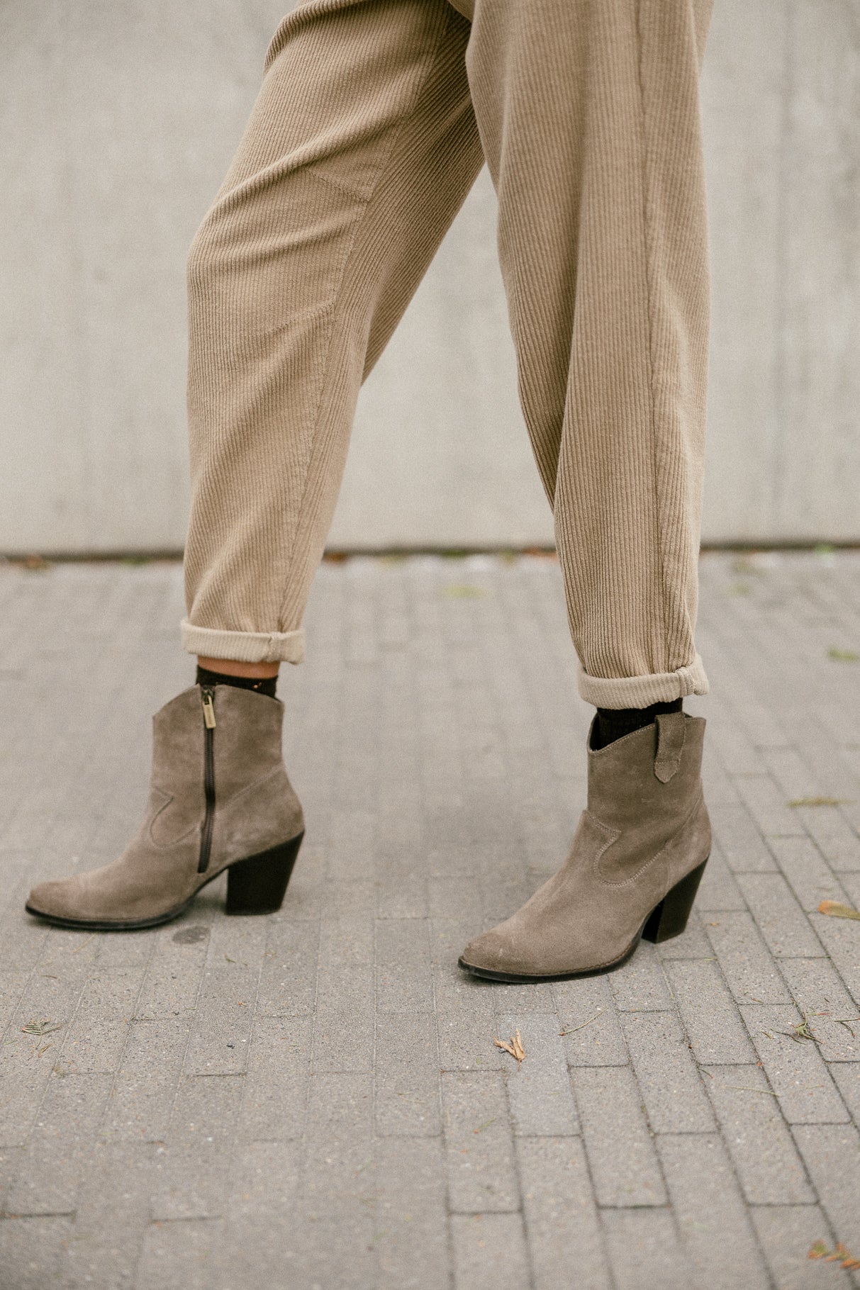 Pantalon velours taille haute Femme Lara Veluto abbey stone | Freeman T. Porter