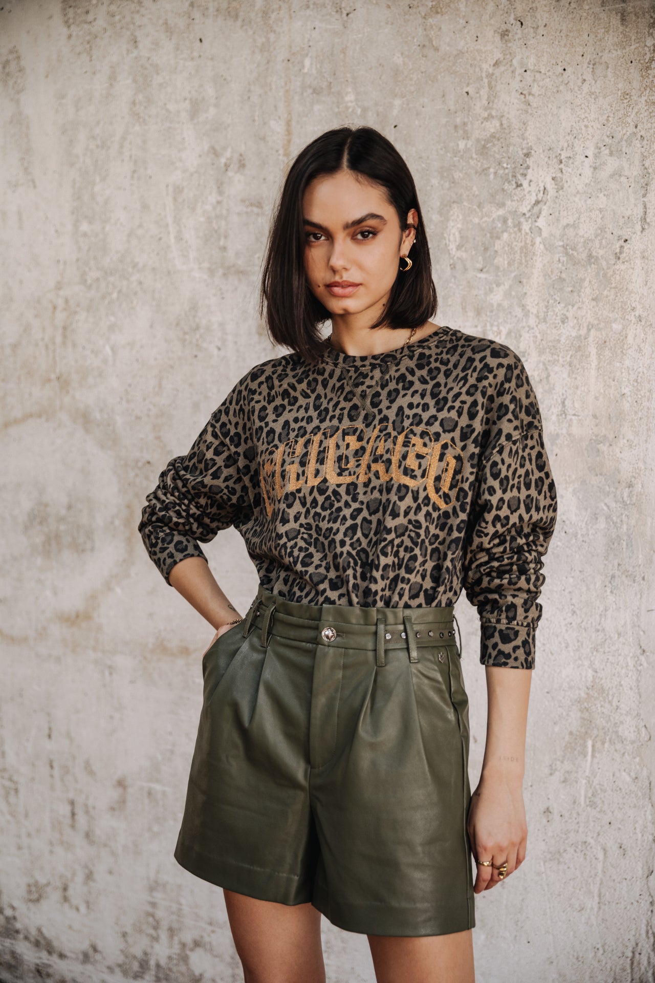 Short Paperbag Femme Vanessa Biker deep lichen green | Freeman T. Porter