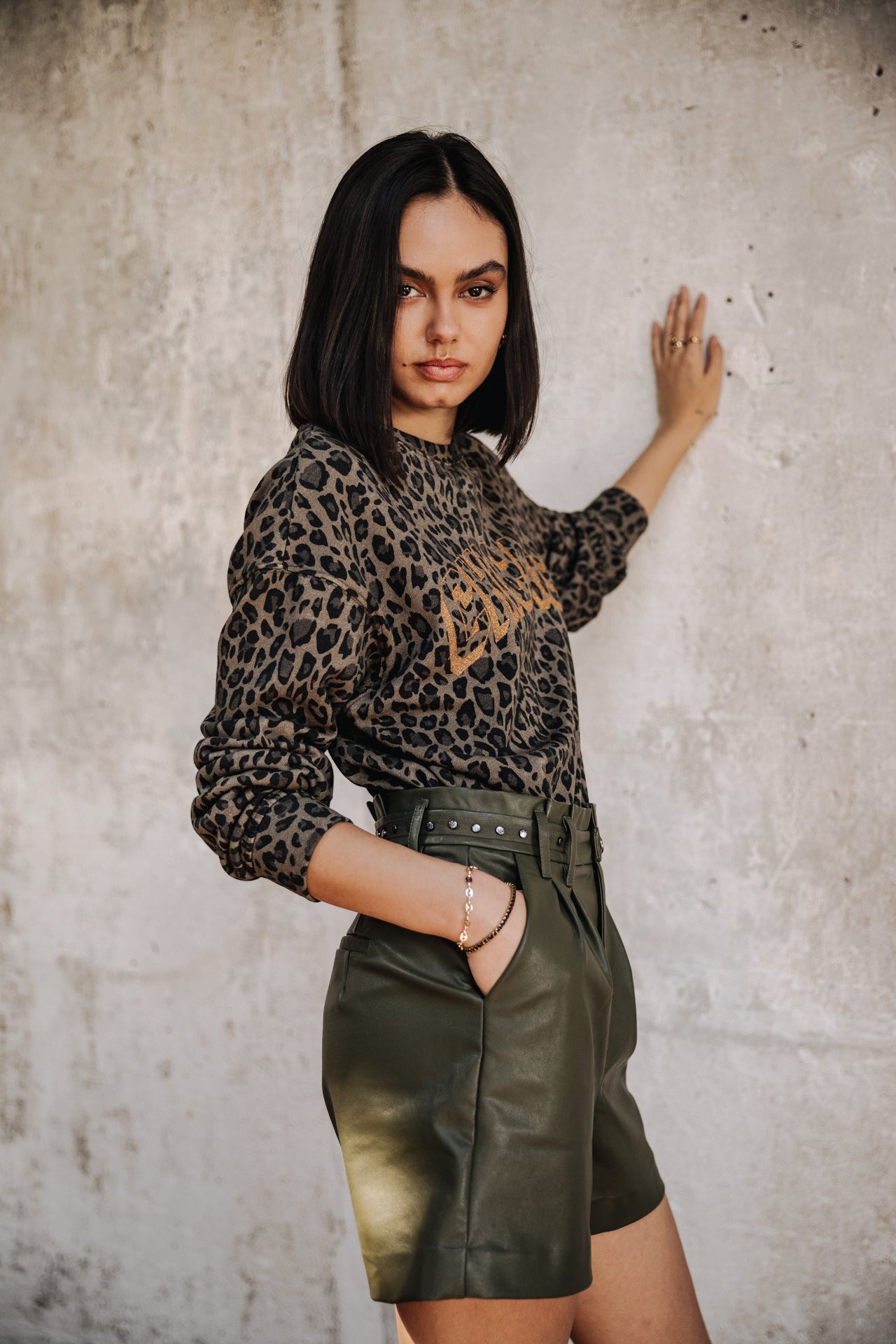 Short Paperbag Femme Vanessa Biker deep lichen green | Freeman T. Porter