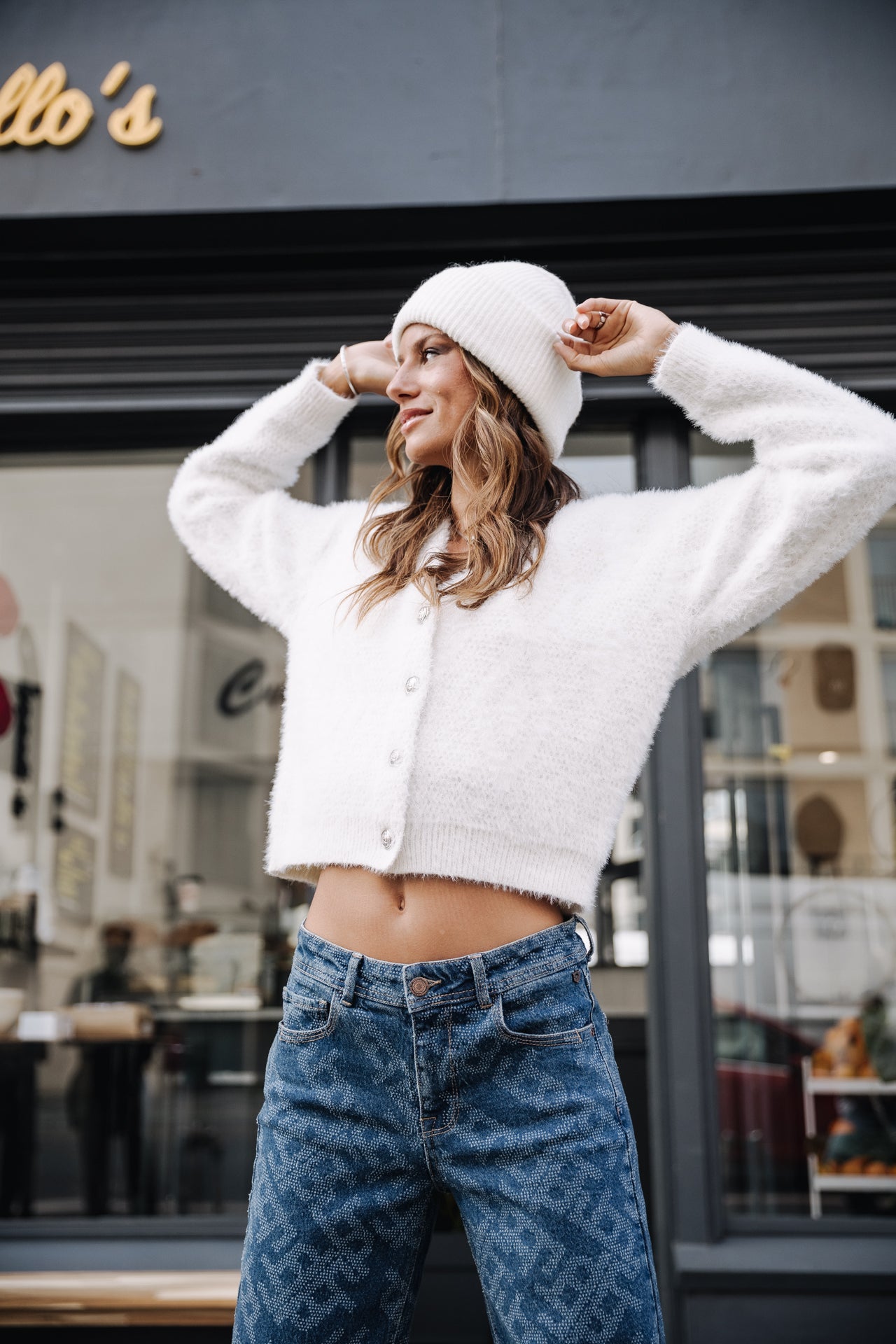 Cardigan oversize Unisex Giliane white | Freeman T. Porter