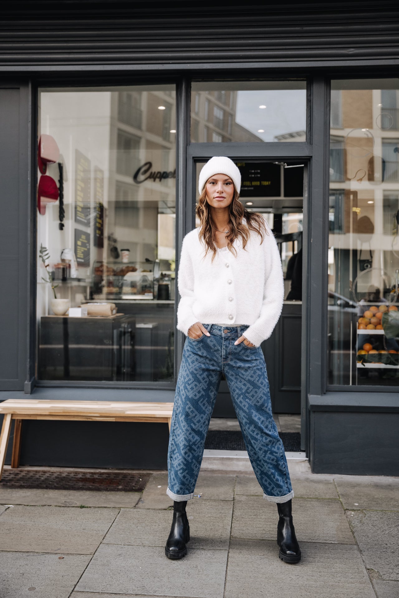 Cardigan oversize Unisex Giliane white | Freeman T. Porter